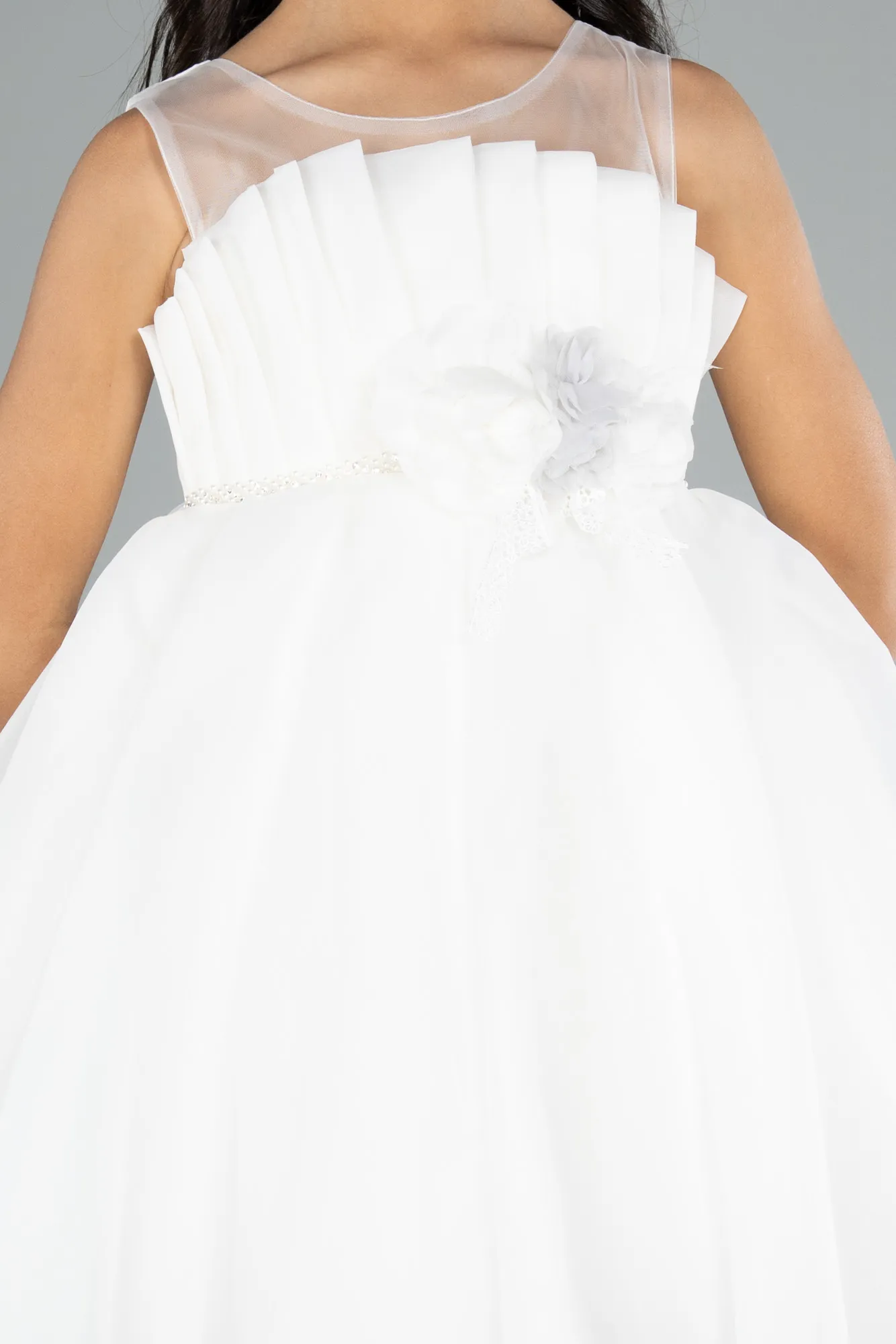 Ecru-Short Girl Dress ABK2158