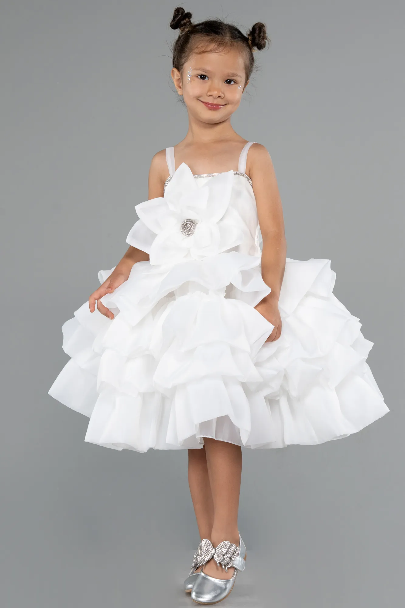 Ecru-Short Girl Dress ABK2433