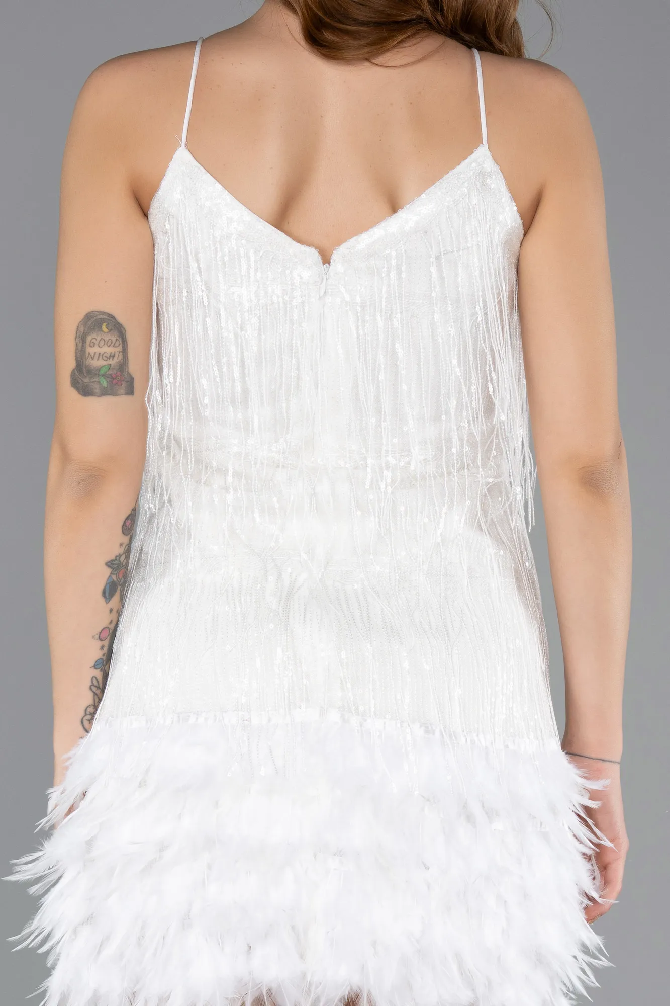 Ecru-Short Invitation Dress ABK1629