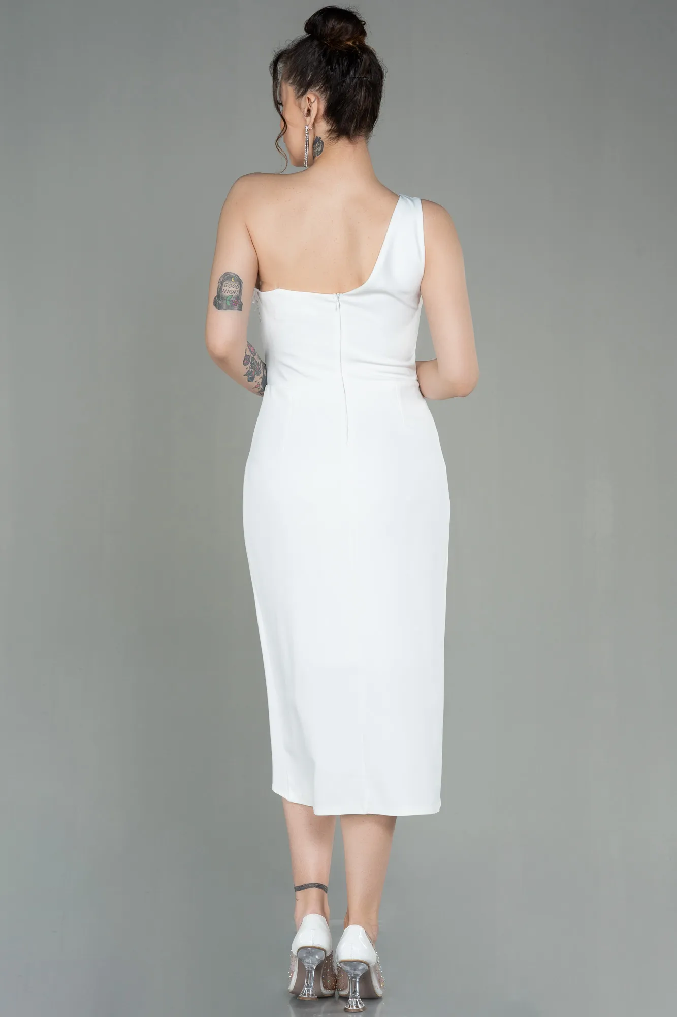 Ecru-Short Invitation Dress ABK1635