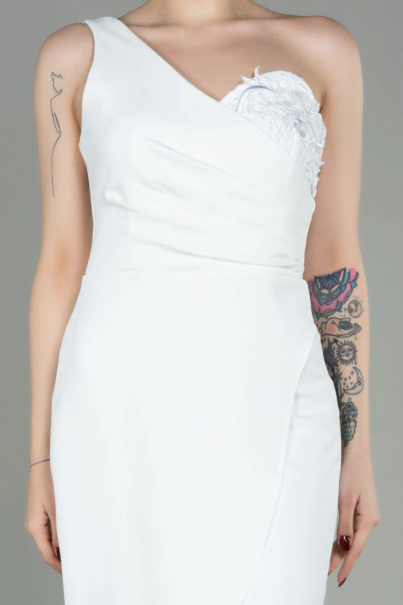 Ecru-Short Invitation Dress ABK1635