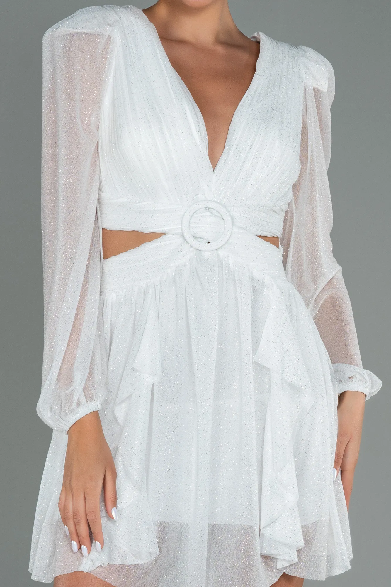 Ecru-Short Invitation Dress ABK1743