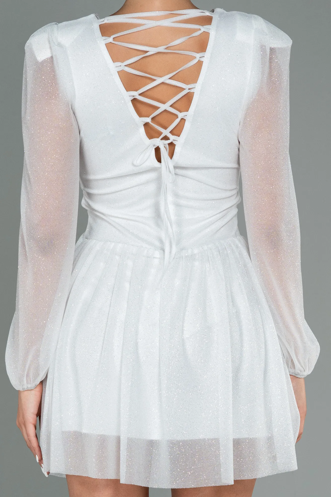 Ecru-Short Invitation Dress ABK1743