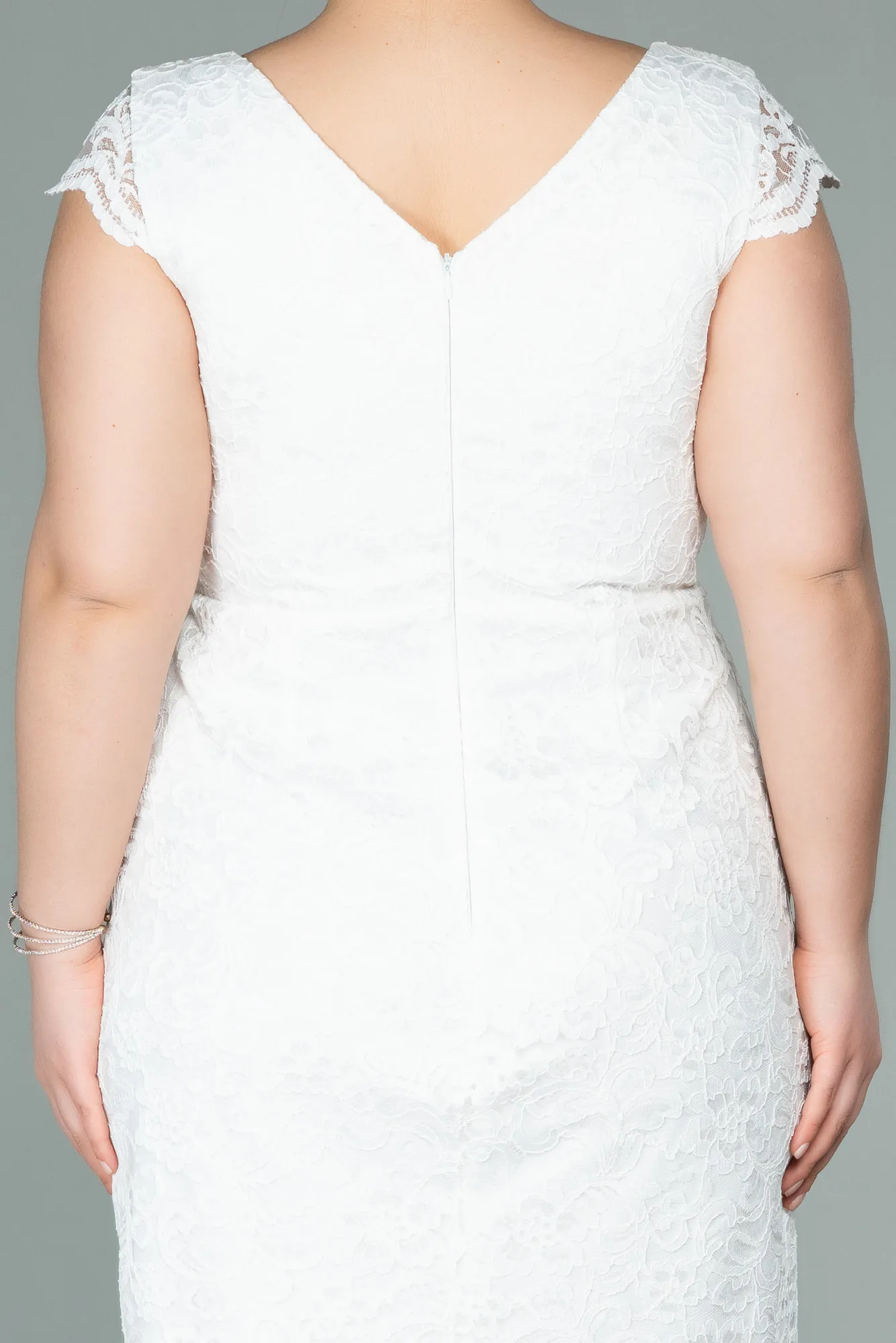 Ecru-Short Oversized Evening Dress ABK010