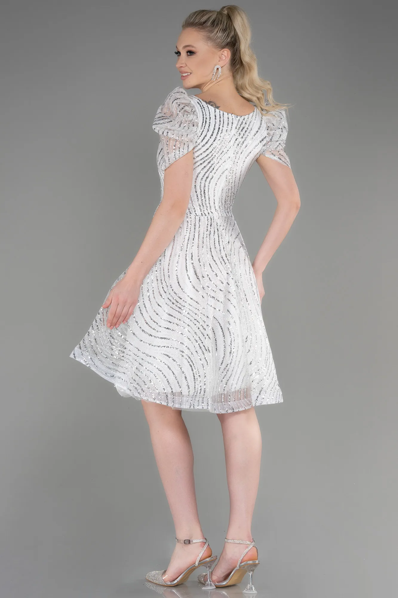 Ecru-Short Party Dress ABK2001