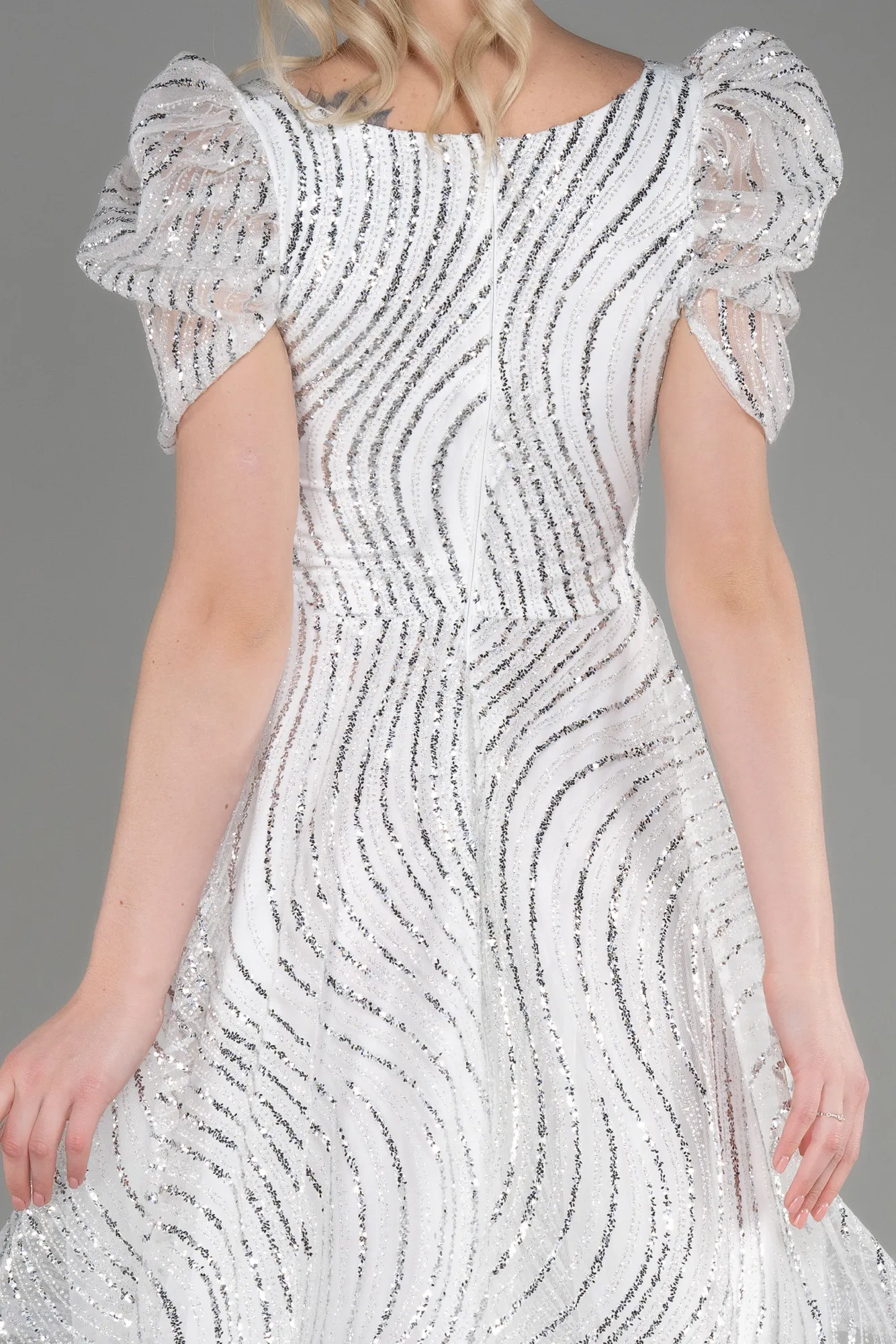 Ecru-Short Party Dress ABK2001