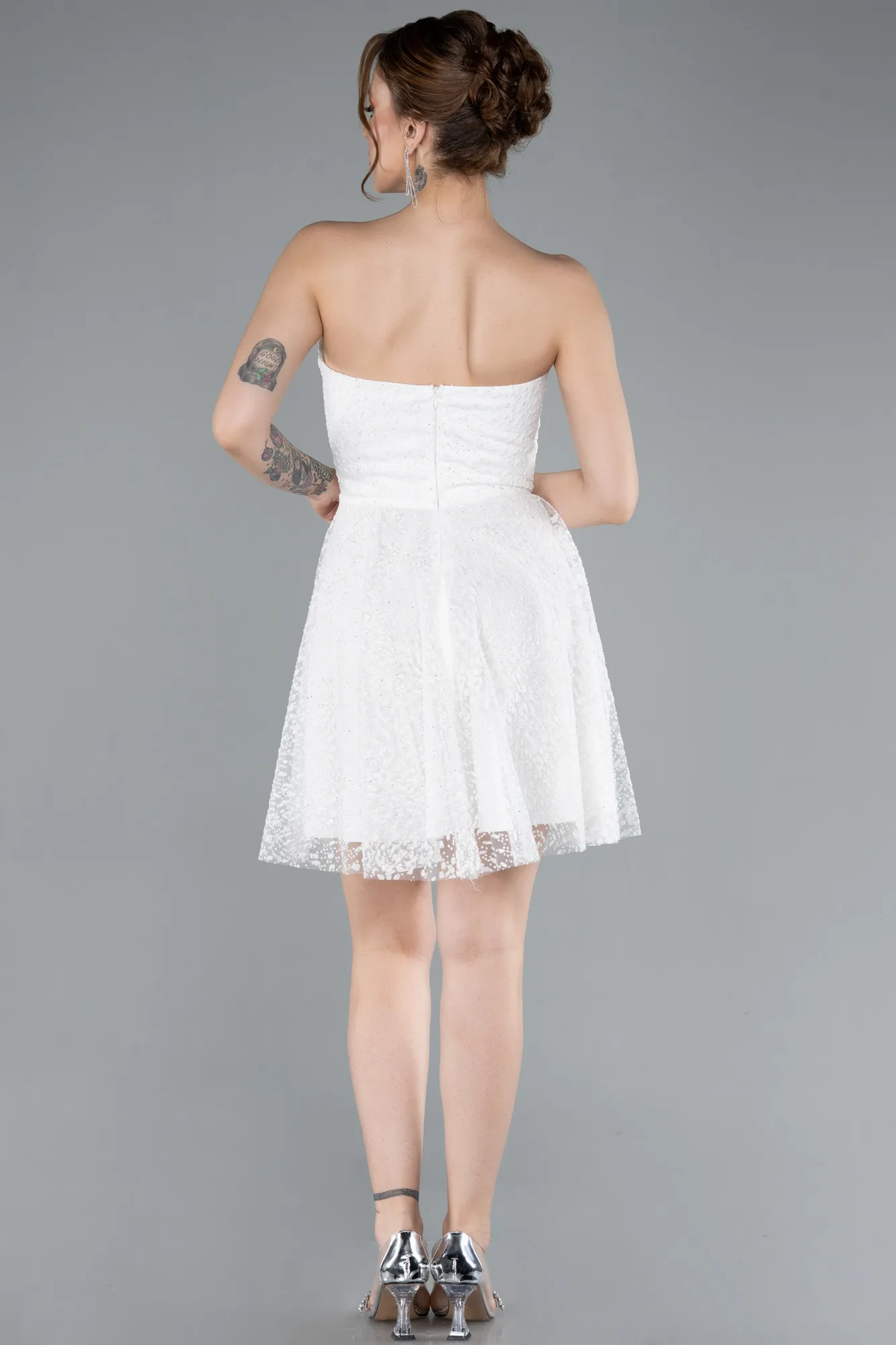 Ecru-Short Party Dress ABK2235