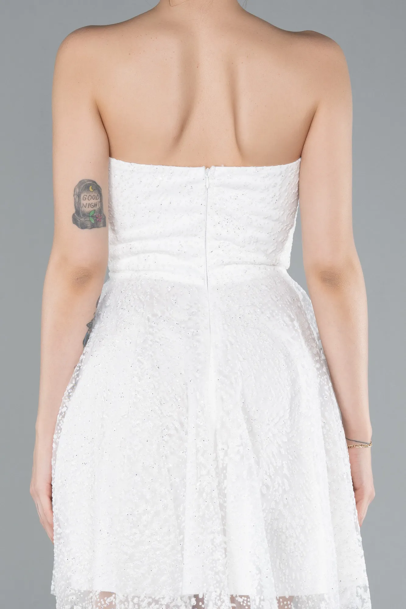 Ecru-Short Party Dress ABK2235