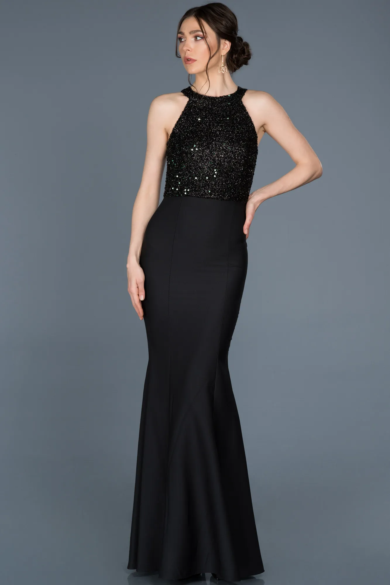 Emerald Green-Black-Long Mermaid Evening Dress ABU608