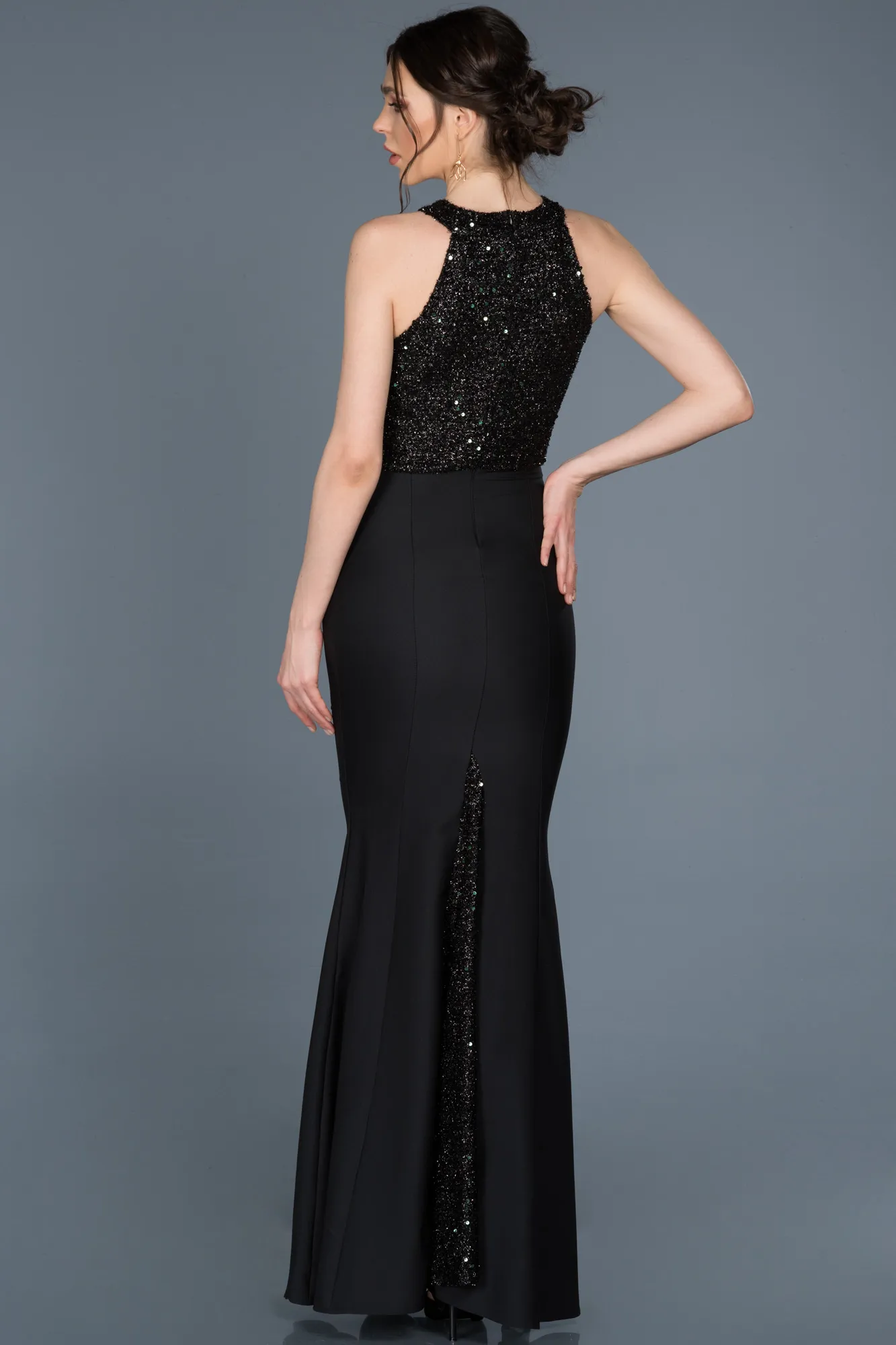 Emerald Green-Black-Long Mermaid Evening Dress ABU608