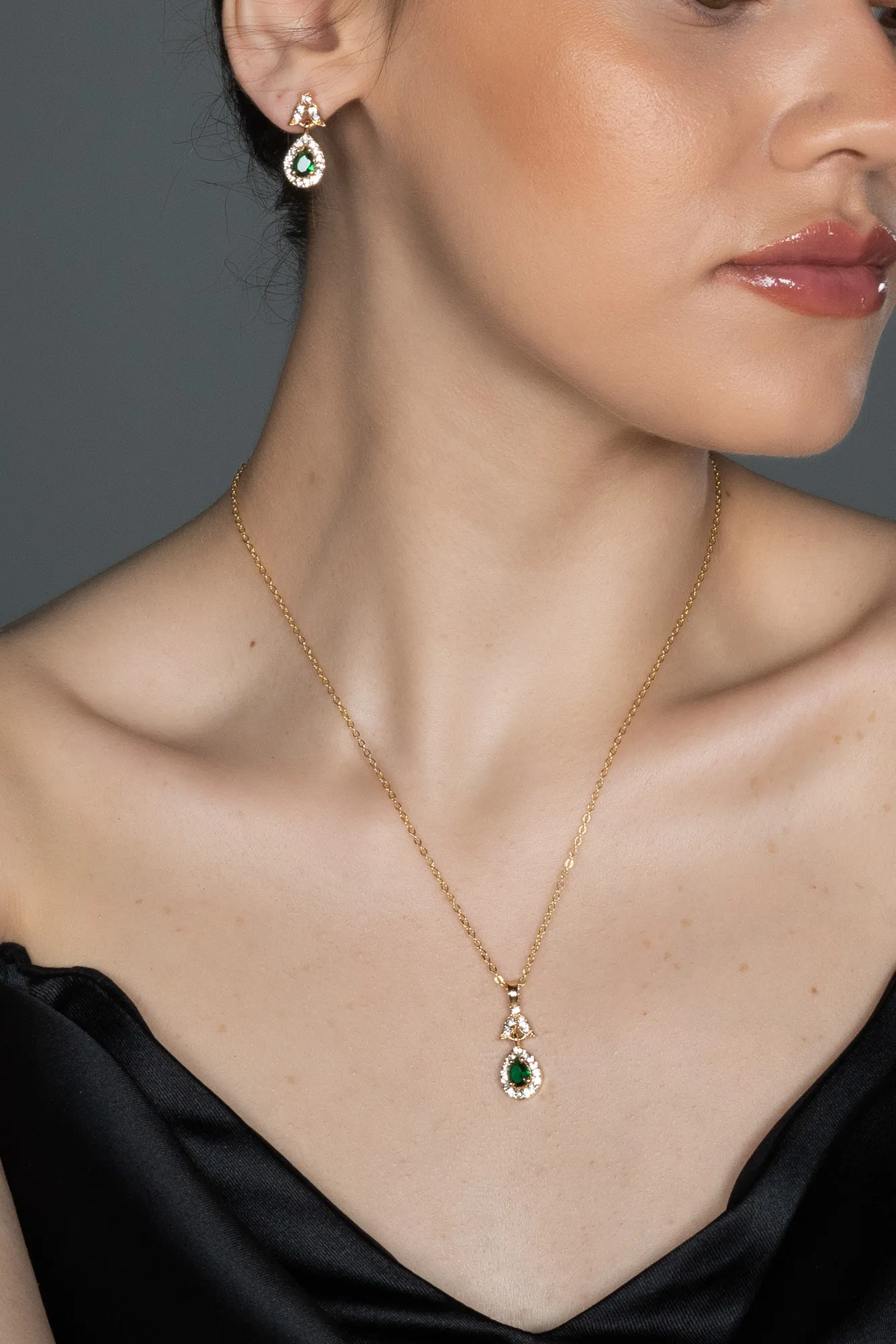 Emerald Green-Gold-Accessory Set UK518