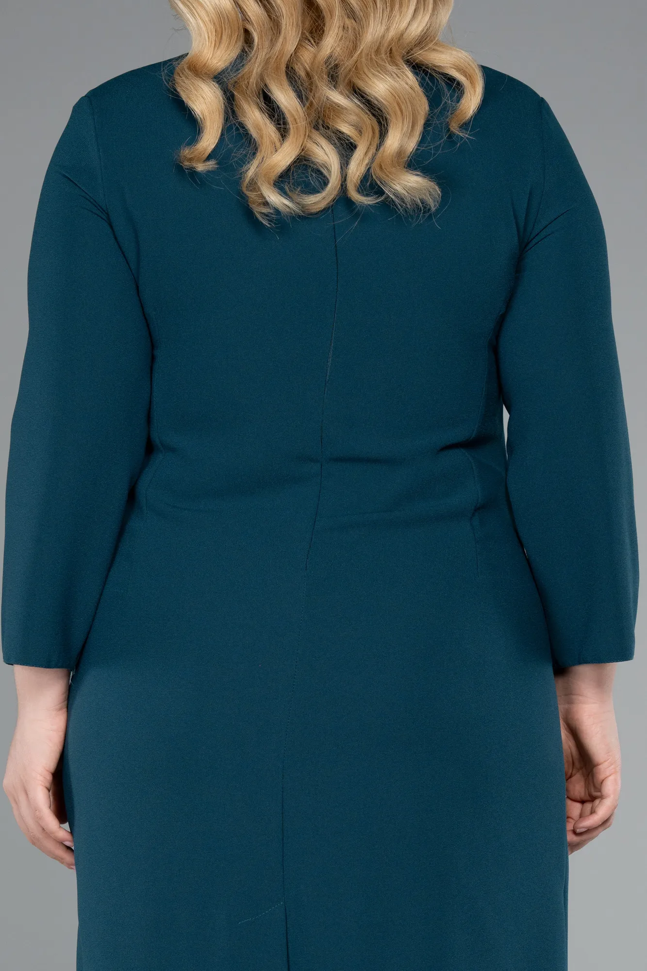 Emerald Green-Capri Sleeve Midi Plus Size Invitation Dress ABK2197