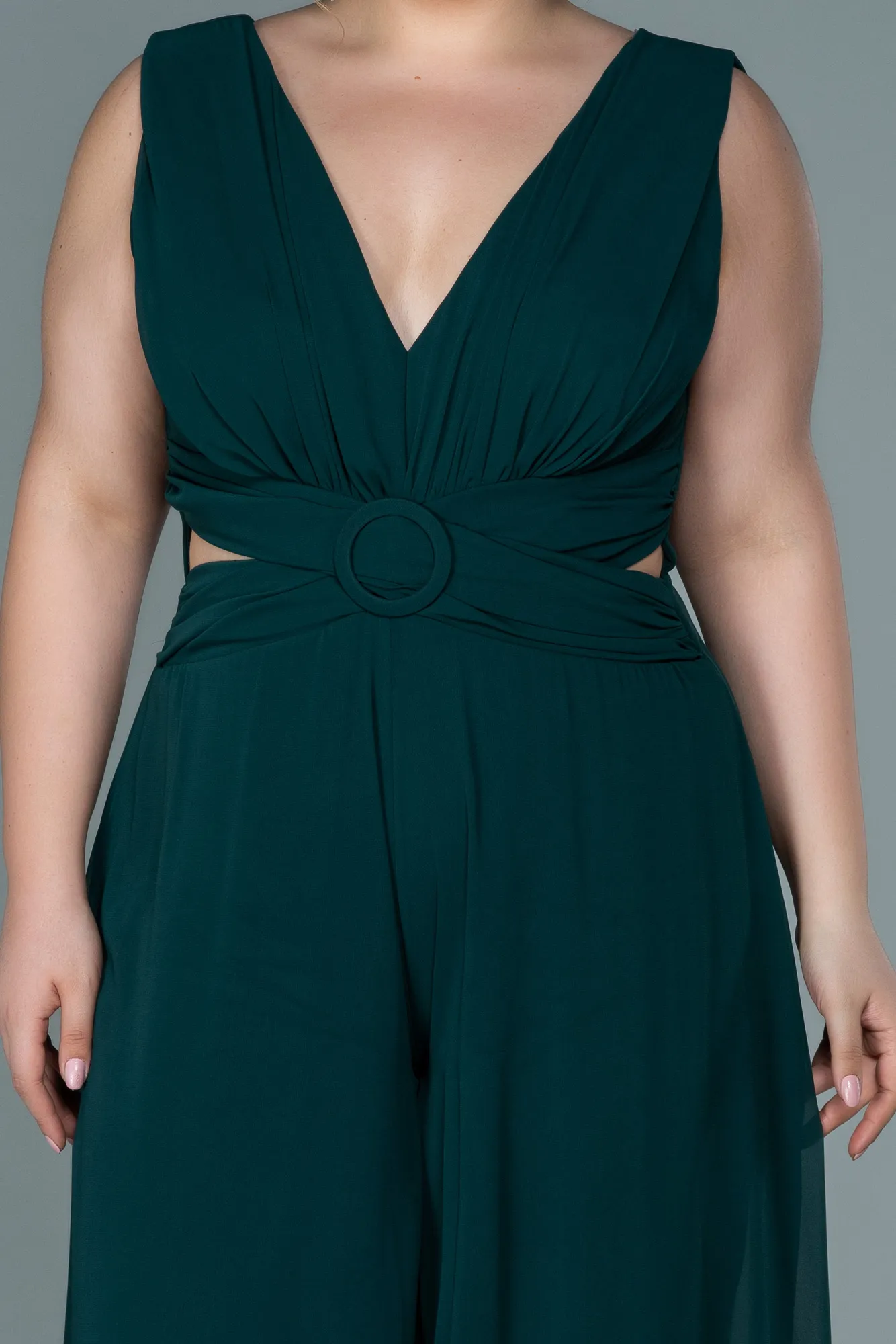 Emerald Green-Chiffon Plus Size Evening Dress ABT082