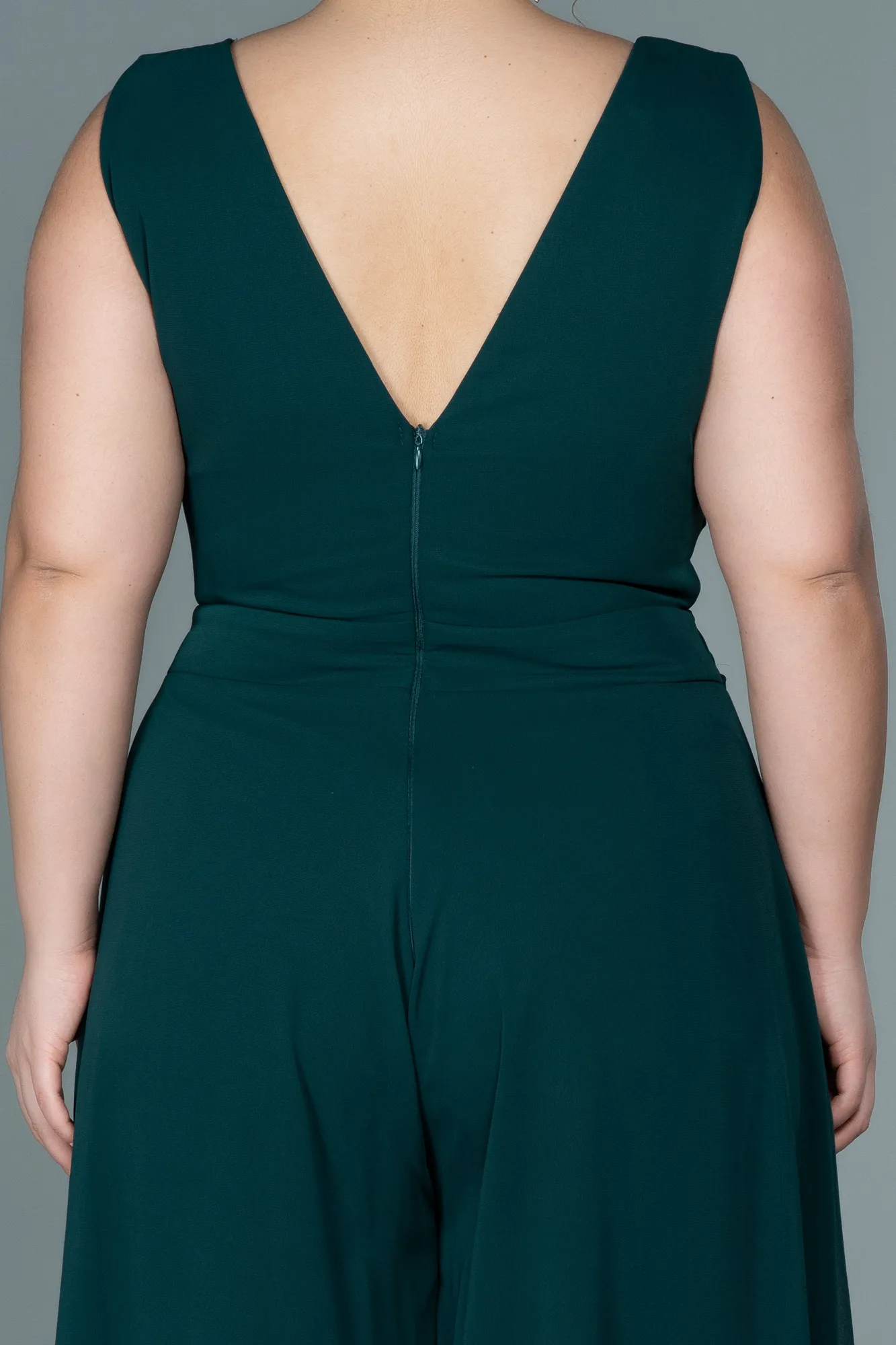 Emerald Green-Chiffon Plus Size Evening Dress ABT082