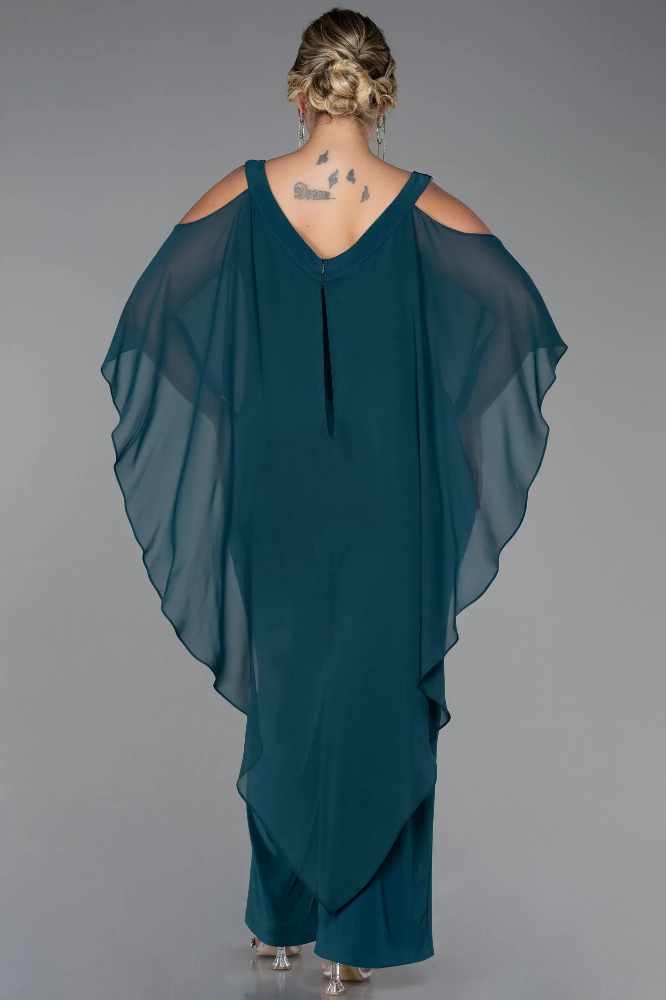 Emerald Green-Chiffon Plus Size Evening Dress ABT096