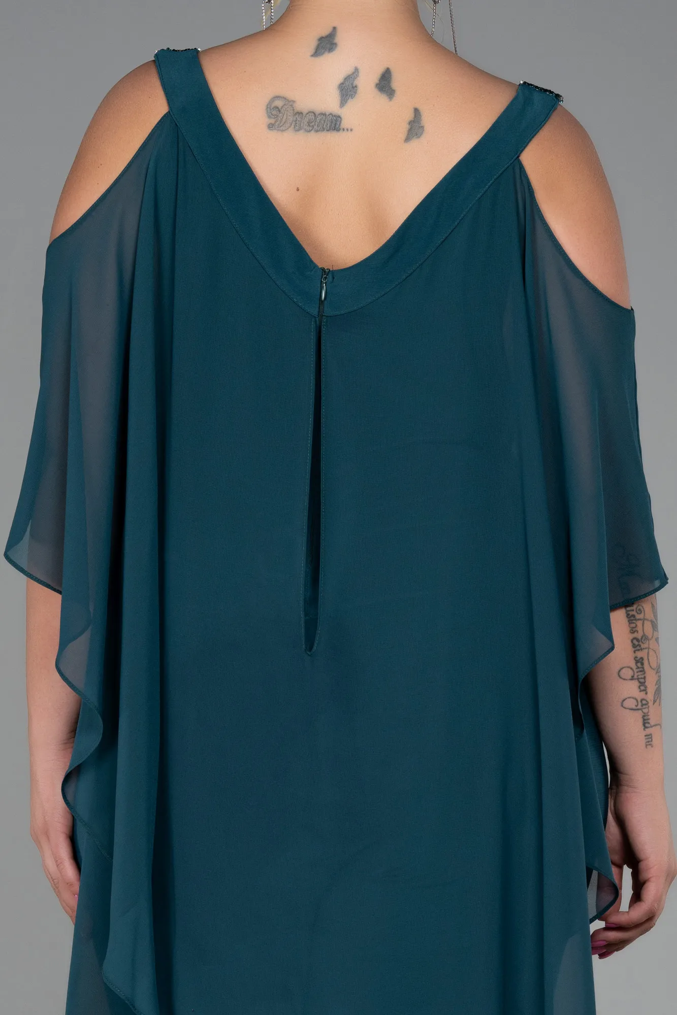 Emerald Green-Chiffon Plus Size Evening Dress ABT096