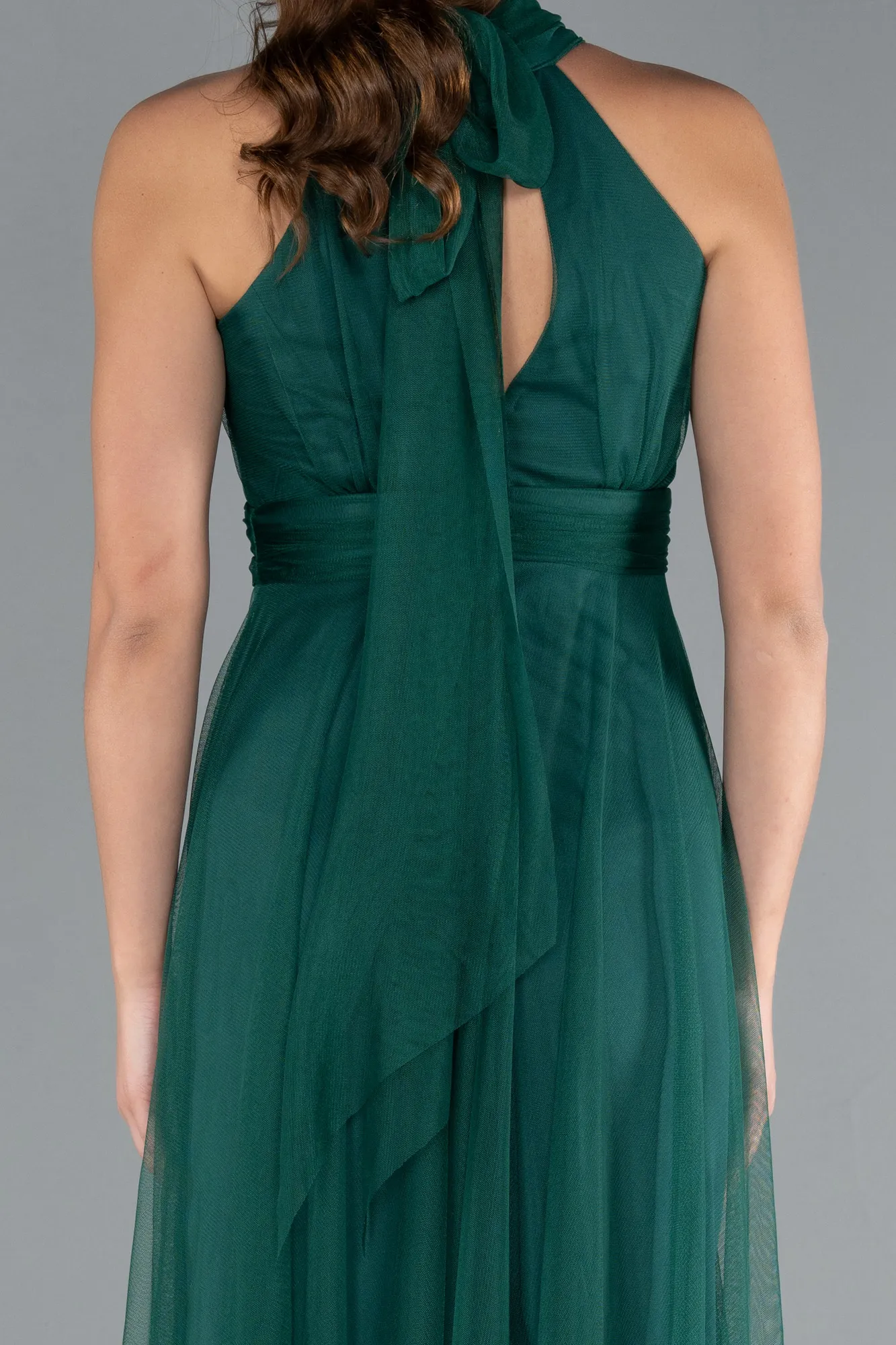 Emerald Green-Halter Neck Long Graduation Prom Dress ABU3252