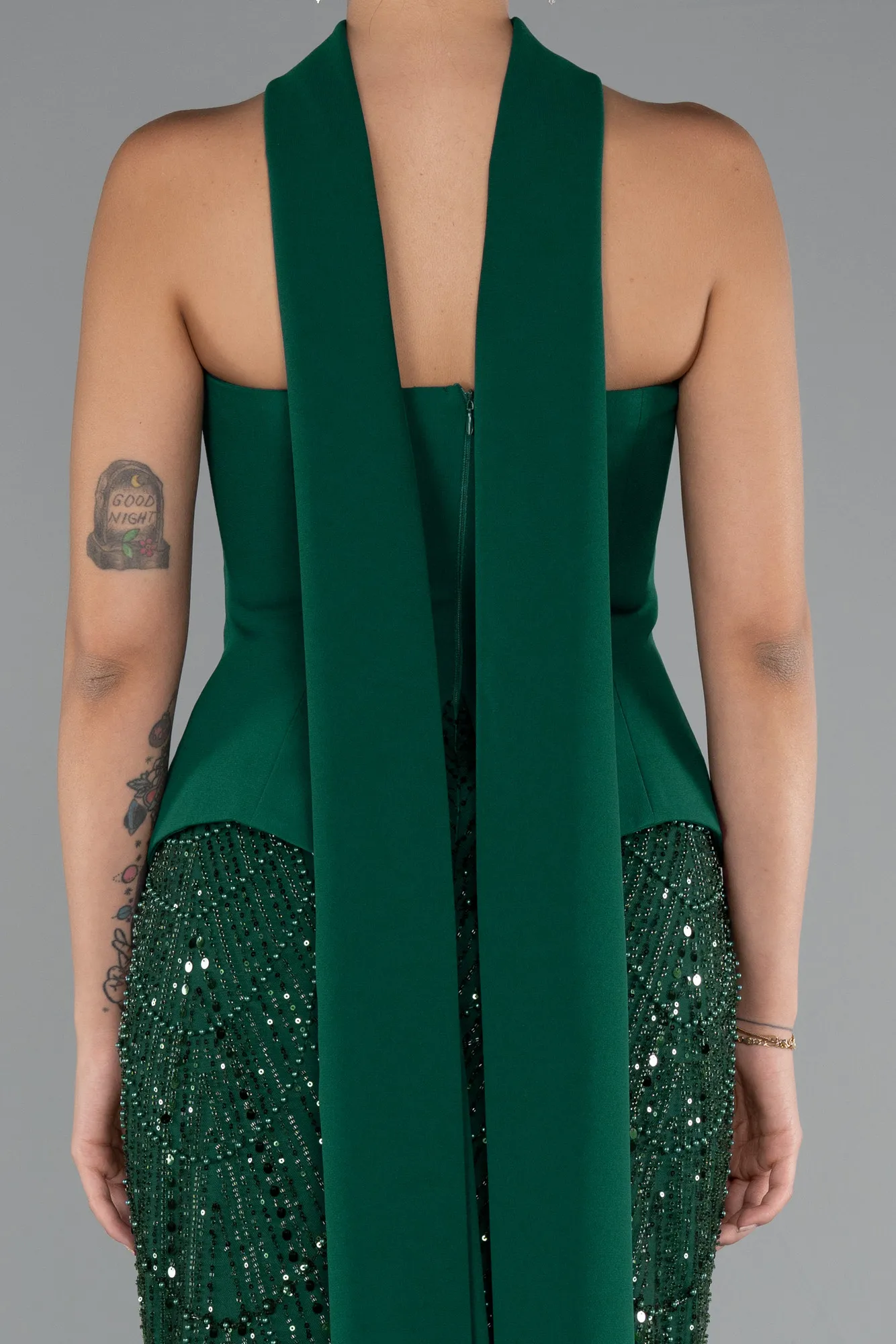 Emerald Green-Long Beaded Evening Dress ABU5131