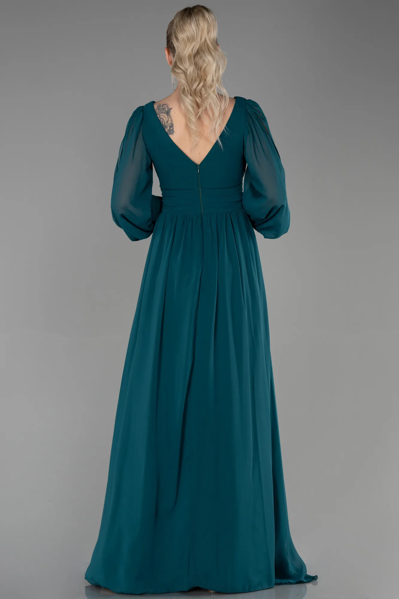 Emerald Green-Long Chiffon Evening Dress ABU1702