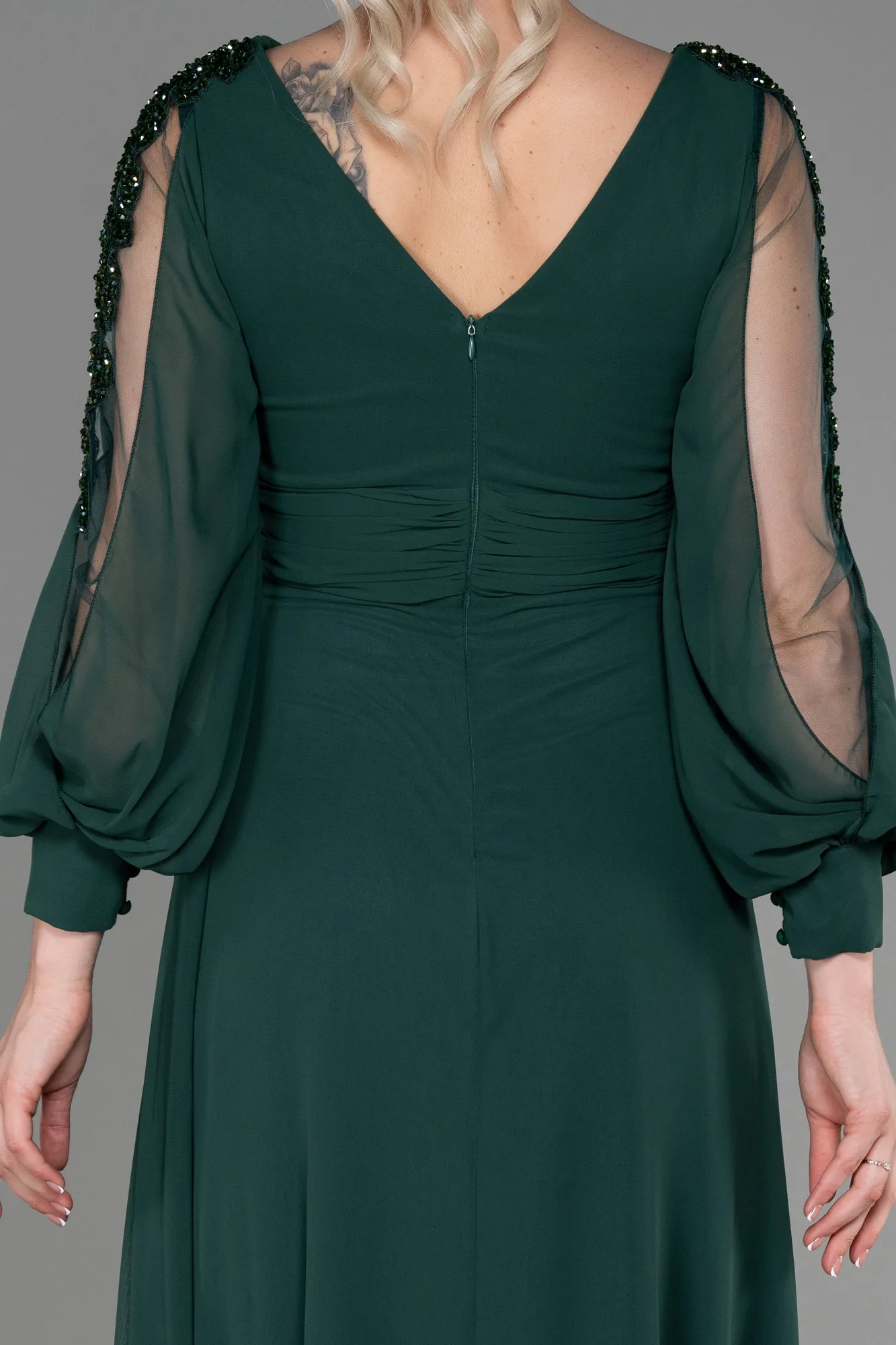 Emerald Green-Long Chiffon Evening Dress ABU3220