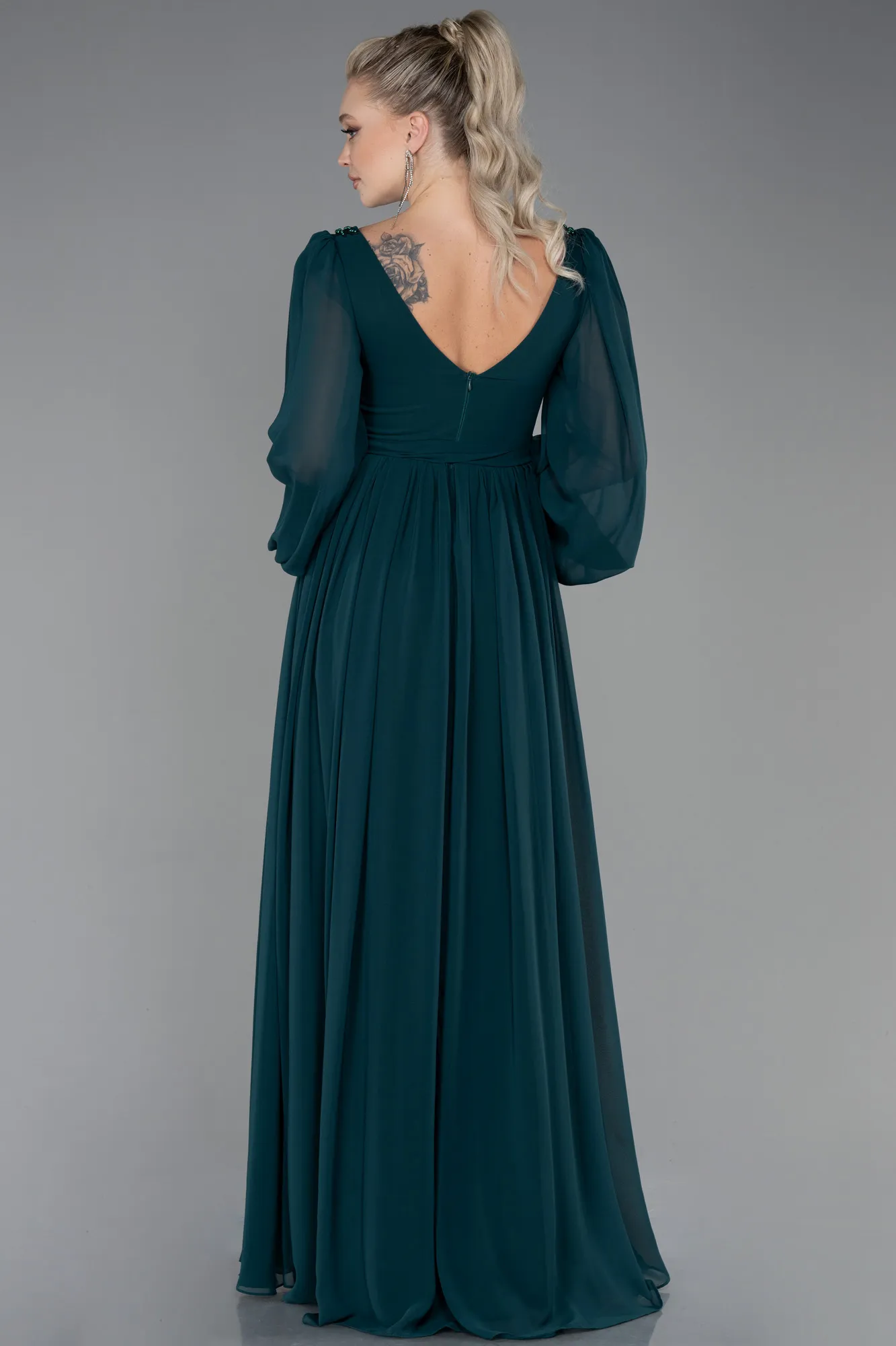 Emerald Green-Long Chiffon Evening Dress ABU3243