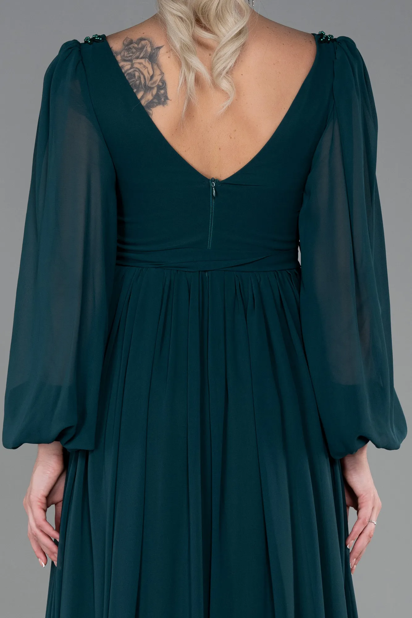 Emerald Green-Long Chiffon Evening Dress ABU3243