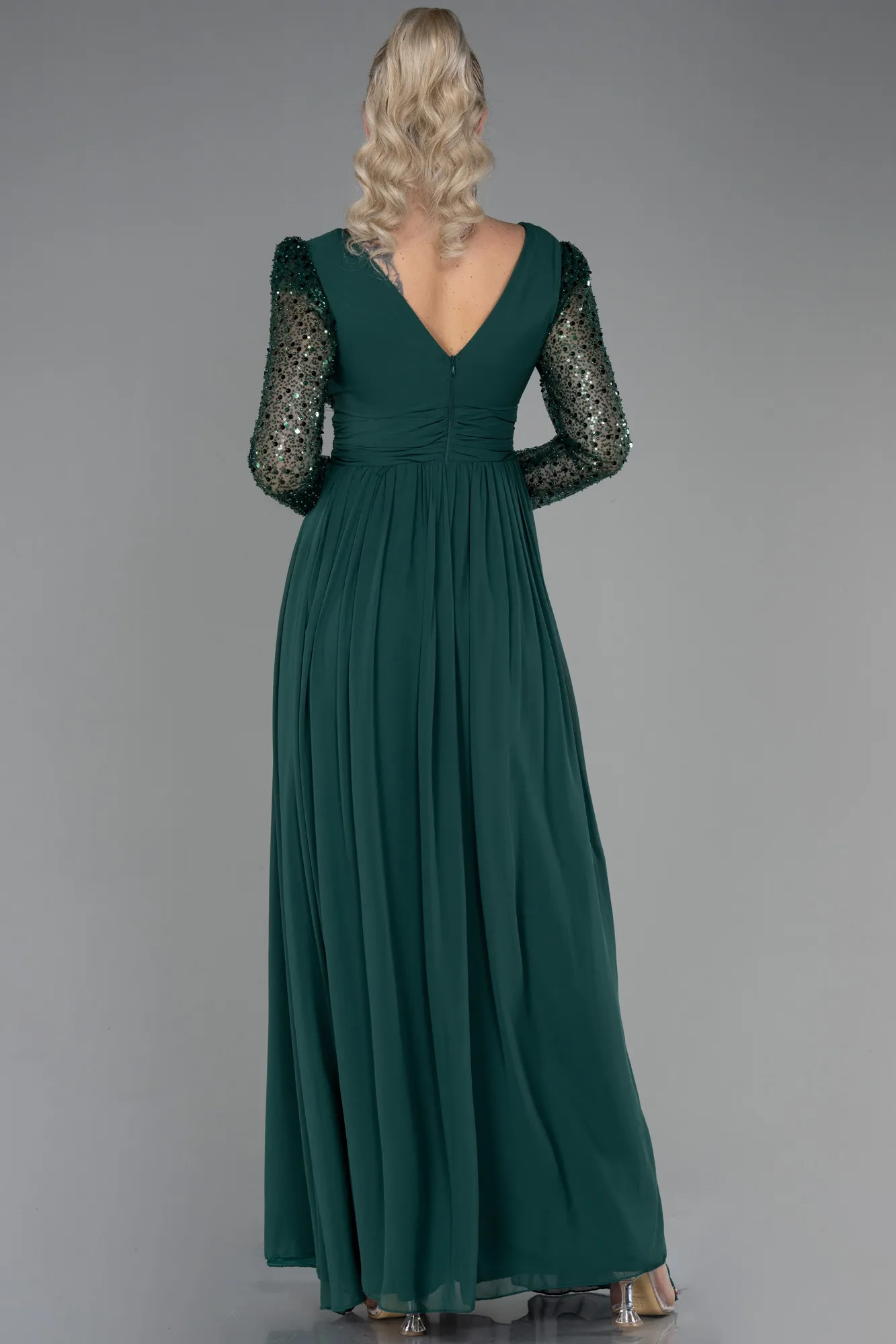 Emerald Green-Long Chiffon Evening Dress ABU3262