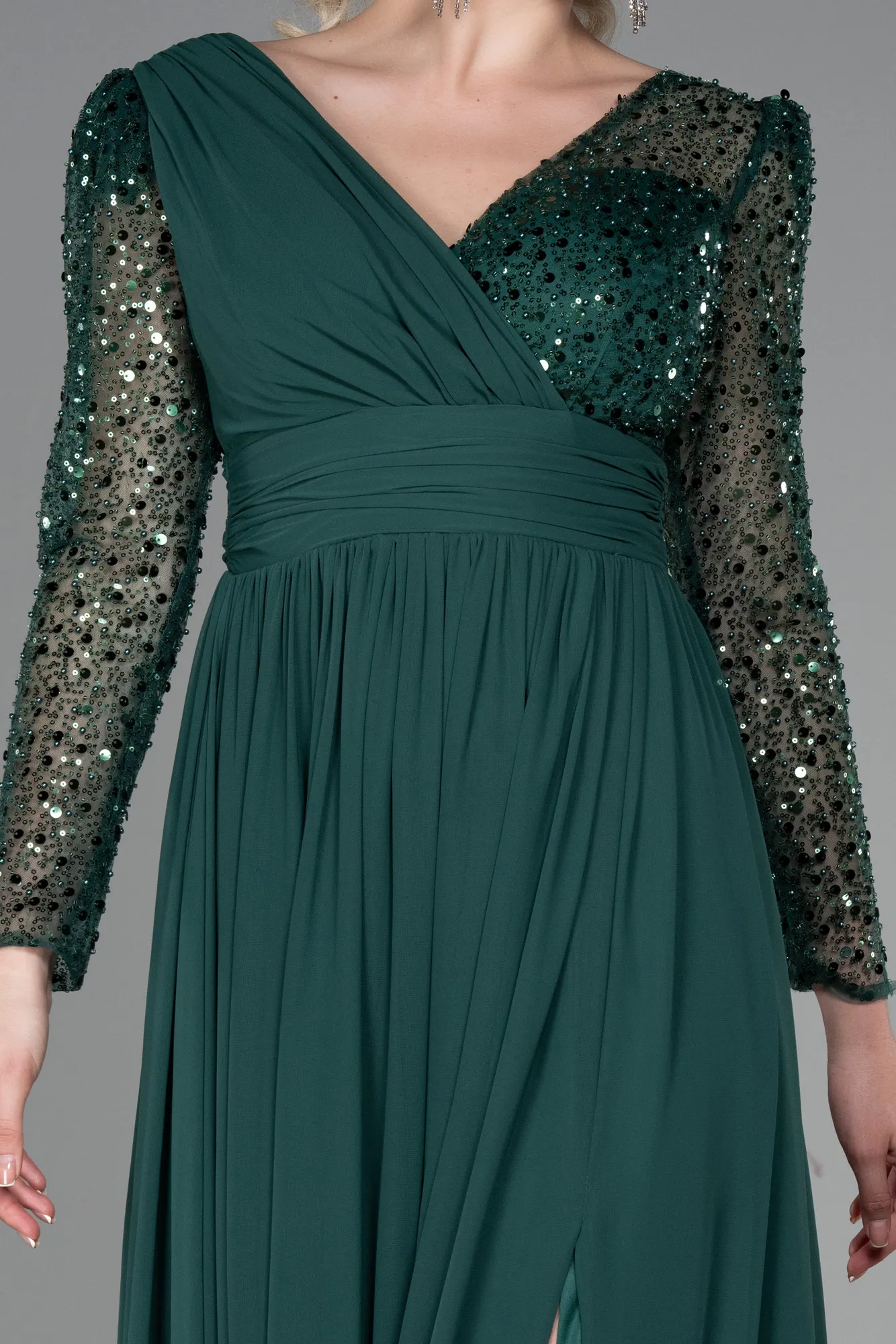 Emerald Green-Long Chiffon Evening Dress ABU3262