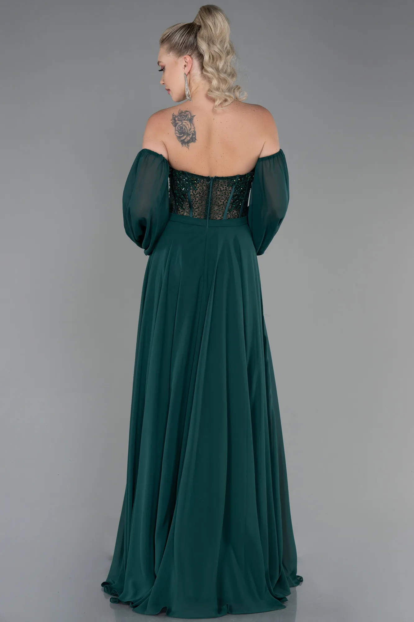 Emerald Green-Long Chiffon Evening Dress ABU3450