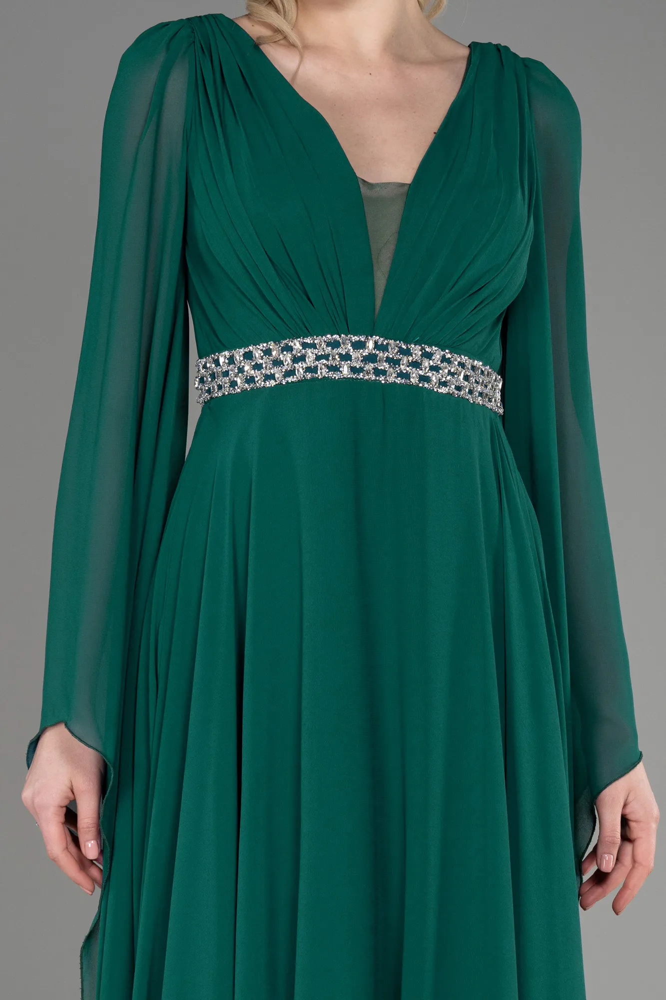 Emerald Green-Long Chiffon Evening Dress ABU3541