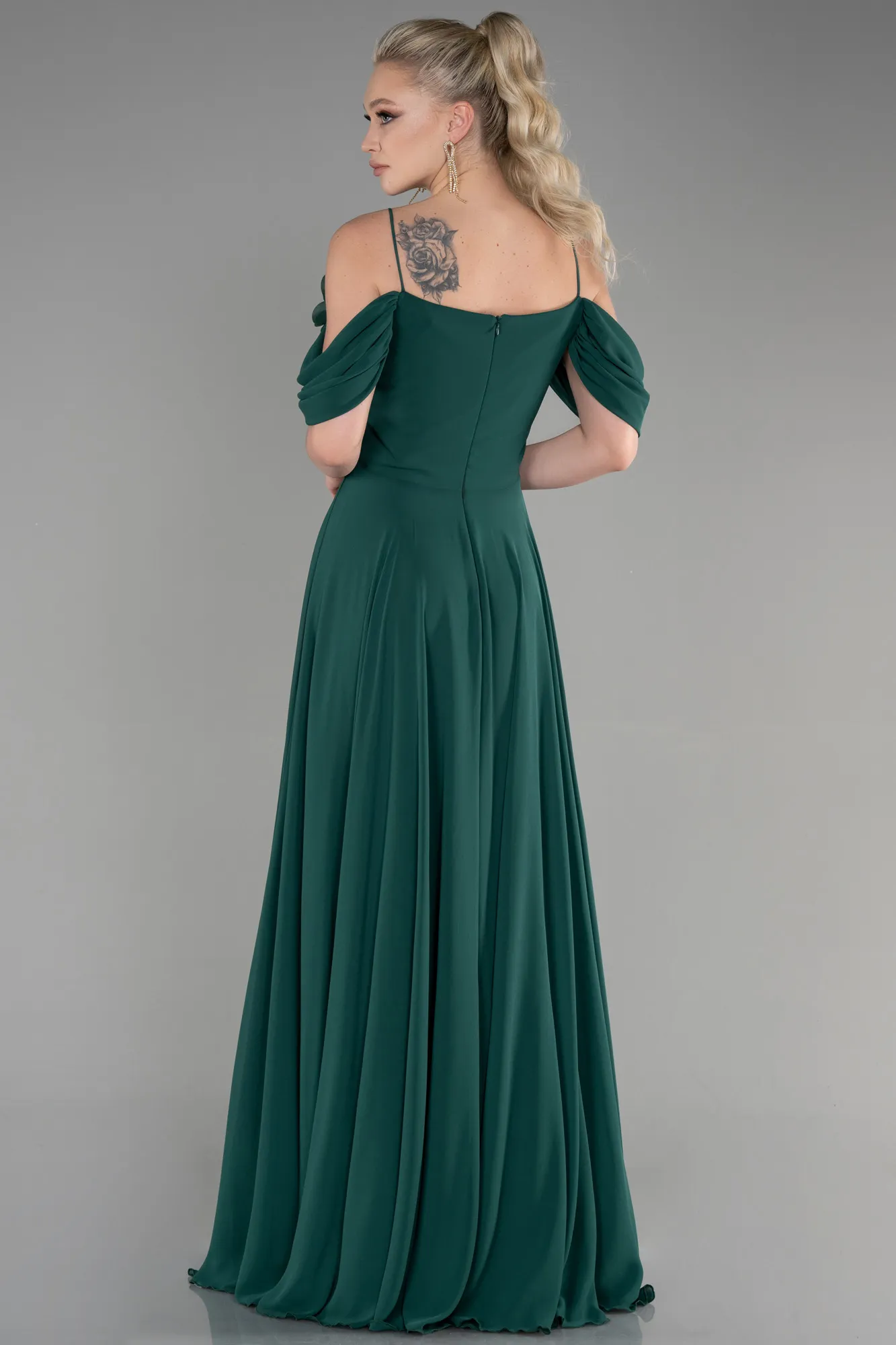 Emerald Green-Long Chiffon Evening Dress ABU3626