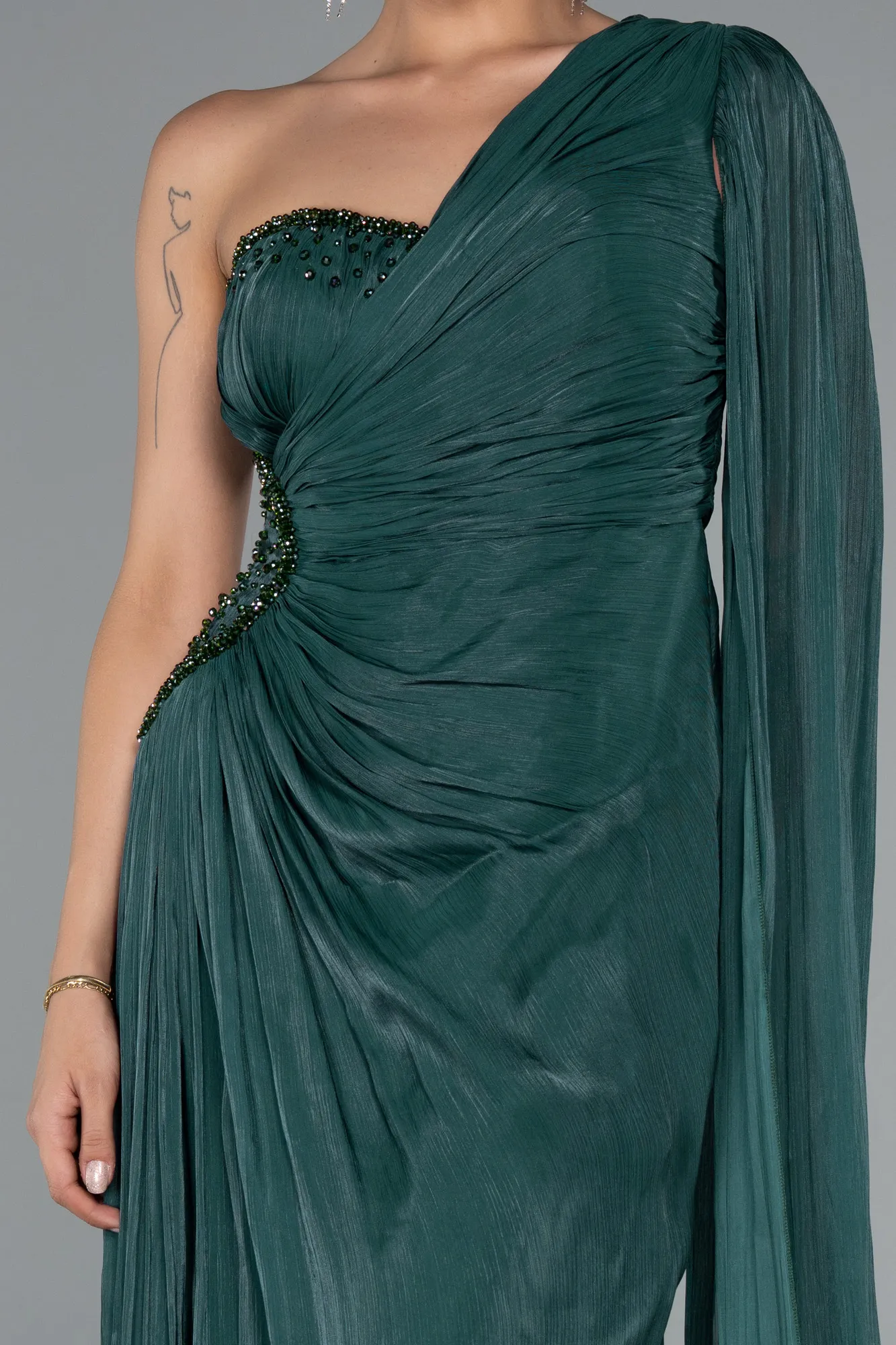 Emerald Green-Long Chiffon Evening Dress ABU4978