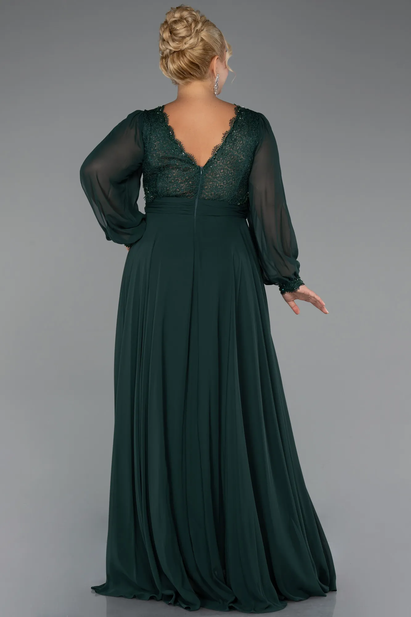 Emerald Green-Long Chiffon Formal Plus Size Dress ABU5276