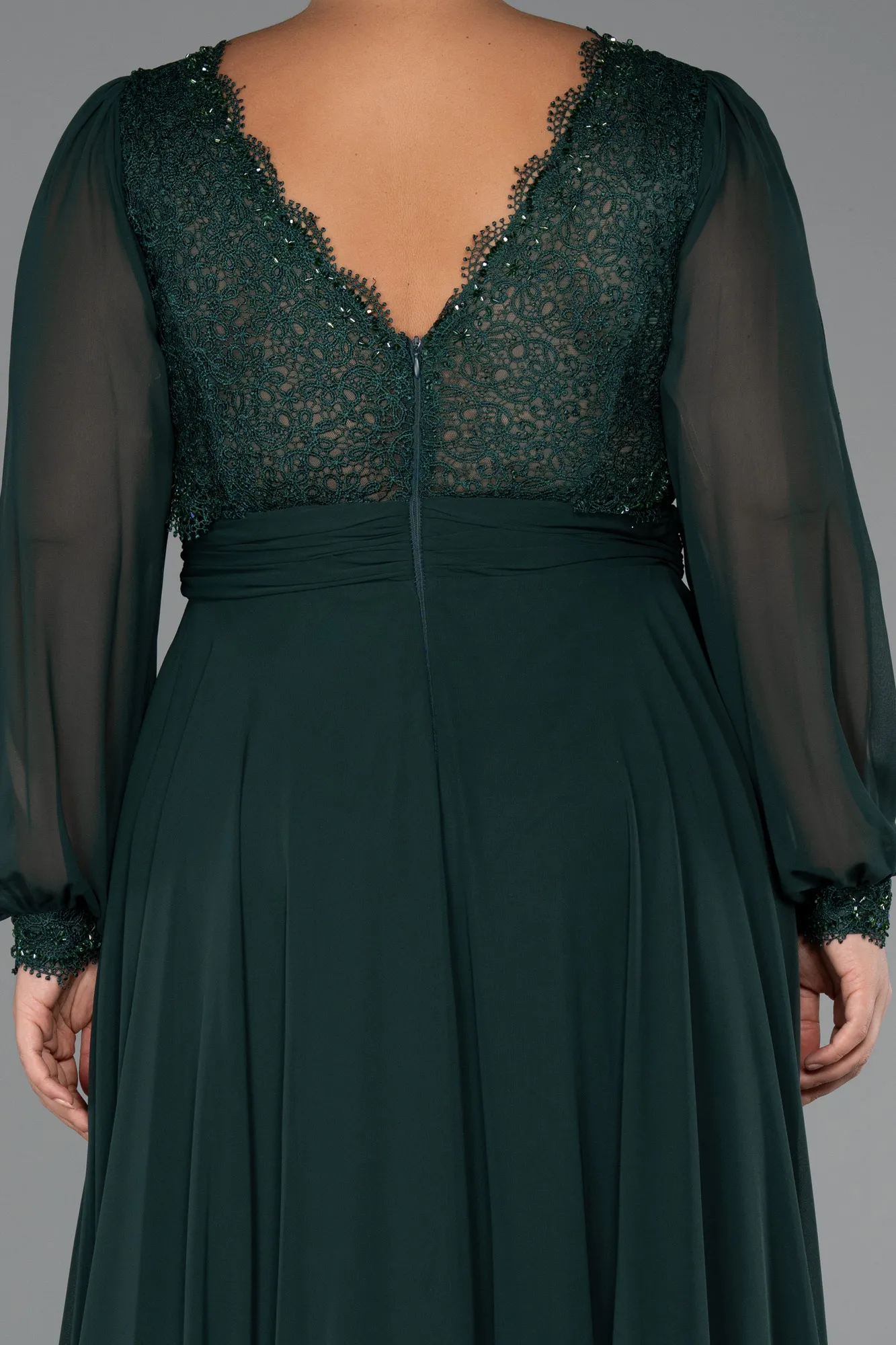 Emerald Green-Long Chiffon Formal Plus Size Dress ABU5276