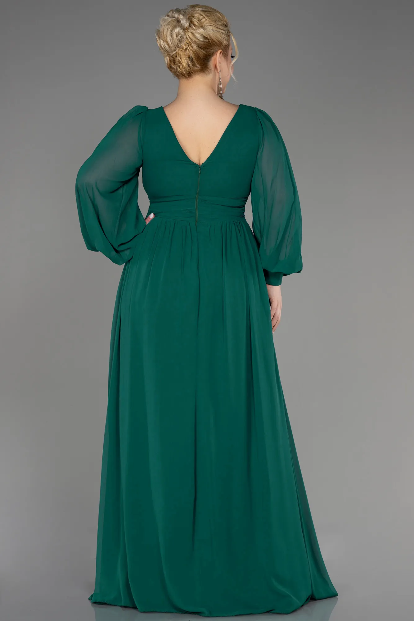 Emerald Green-Long Chiffon Oversized Evening Dress ABU1988