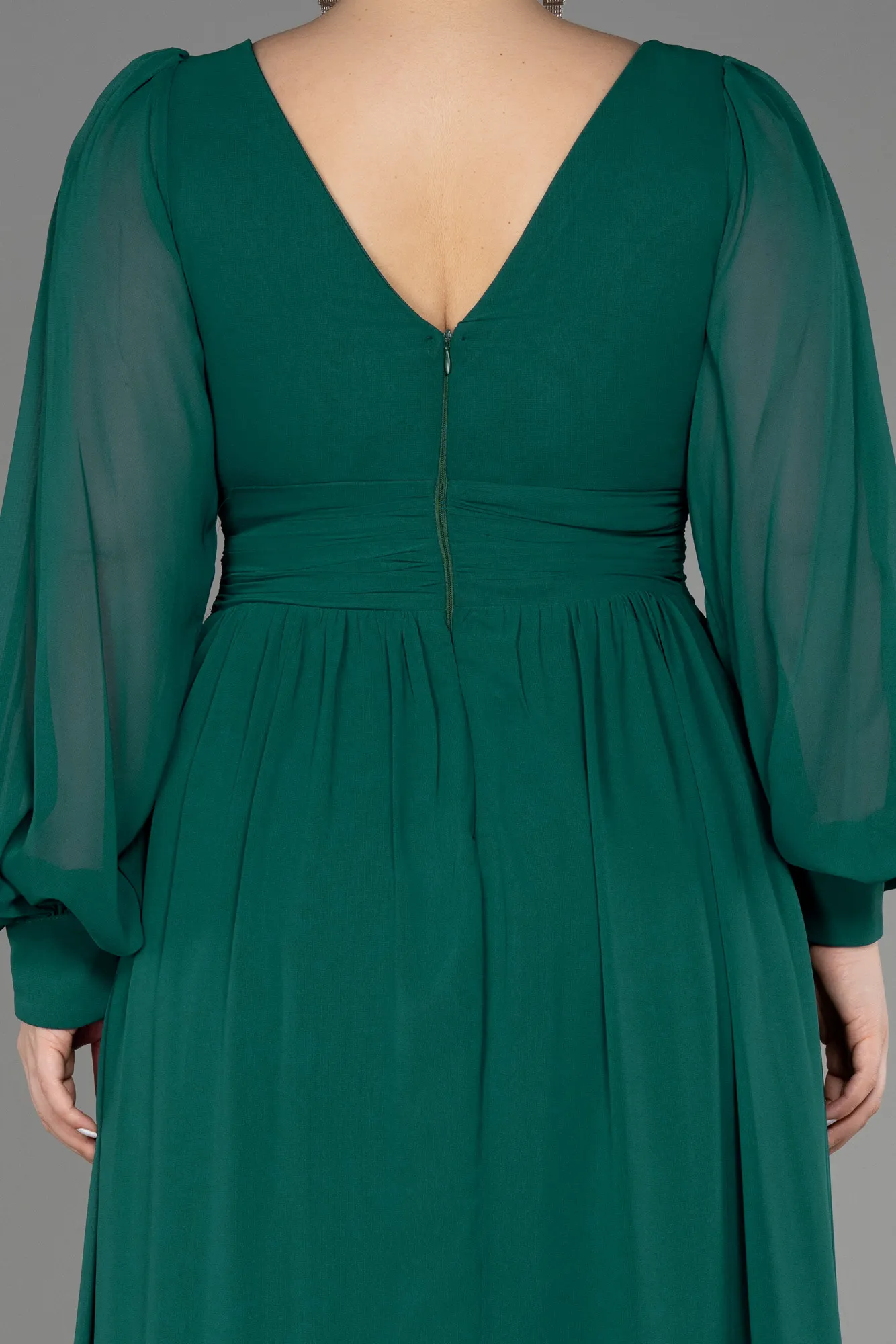 Emerald Green-Long Chiffon Oversized Evening Dress ABU1988