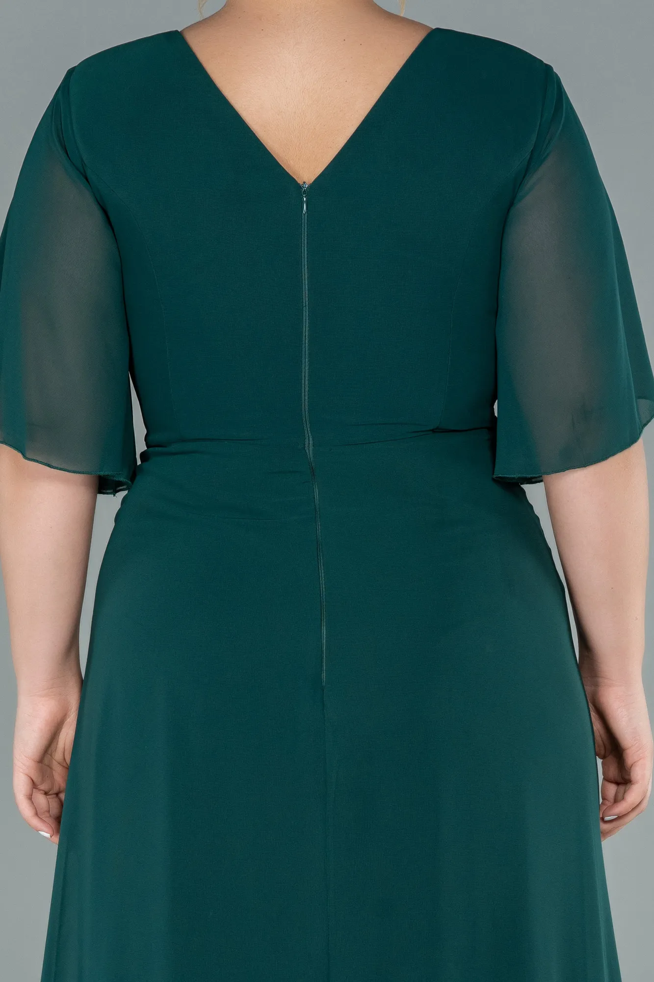Emerald Green-Long Chiffon Oversized Evening Dress ABU2748