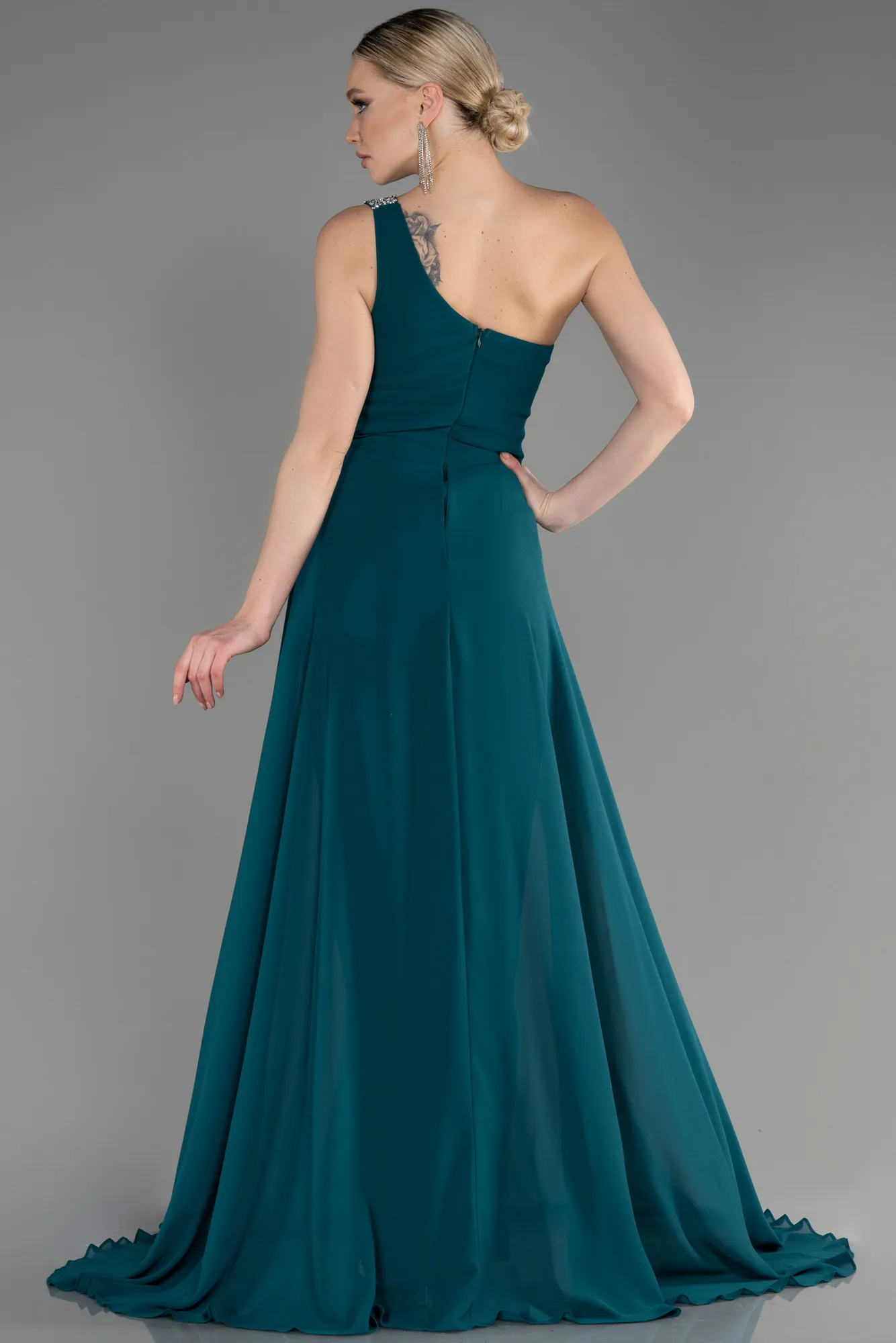 Emerald Green-Long Chiffon Party Evening Jumpsuit ABT116