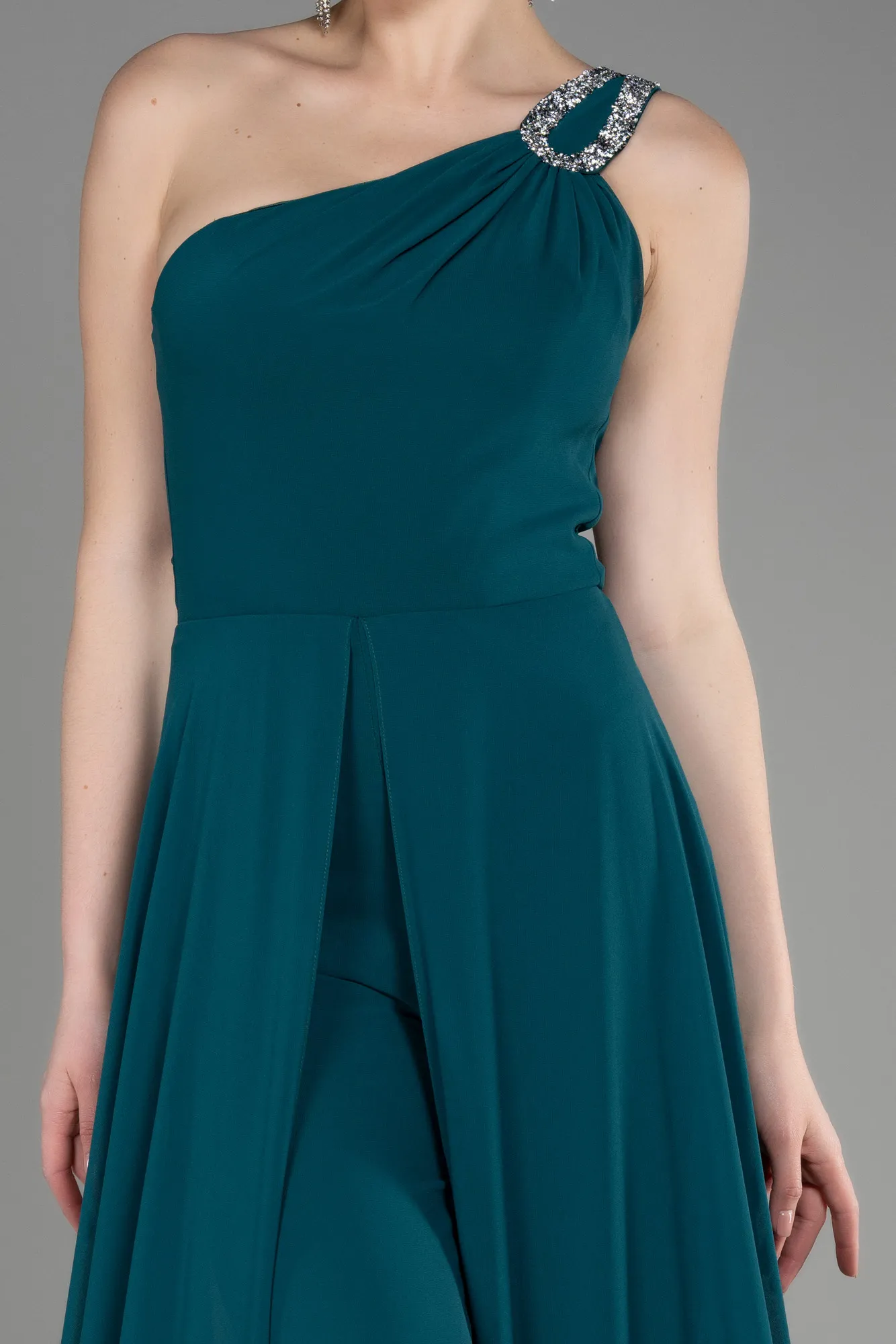 Emerald Green-Long Chiffon Party Evening Jumpsuit ABT116