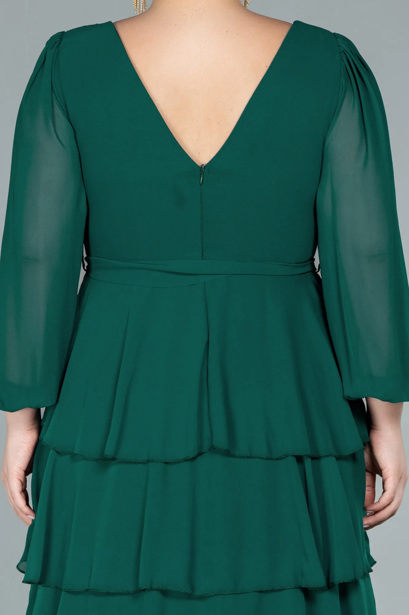Emerald Green-Long Chiffon Plus Size Evening Dress ABU2325