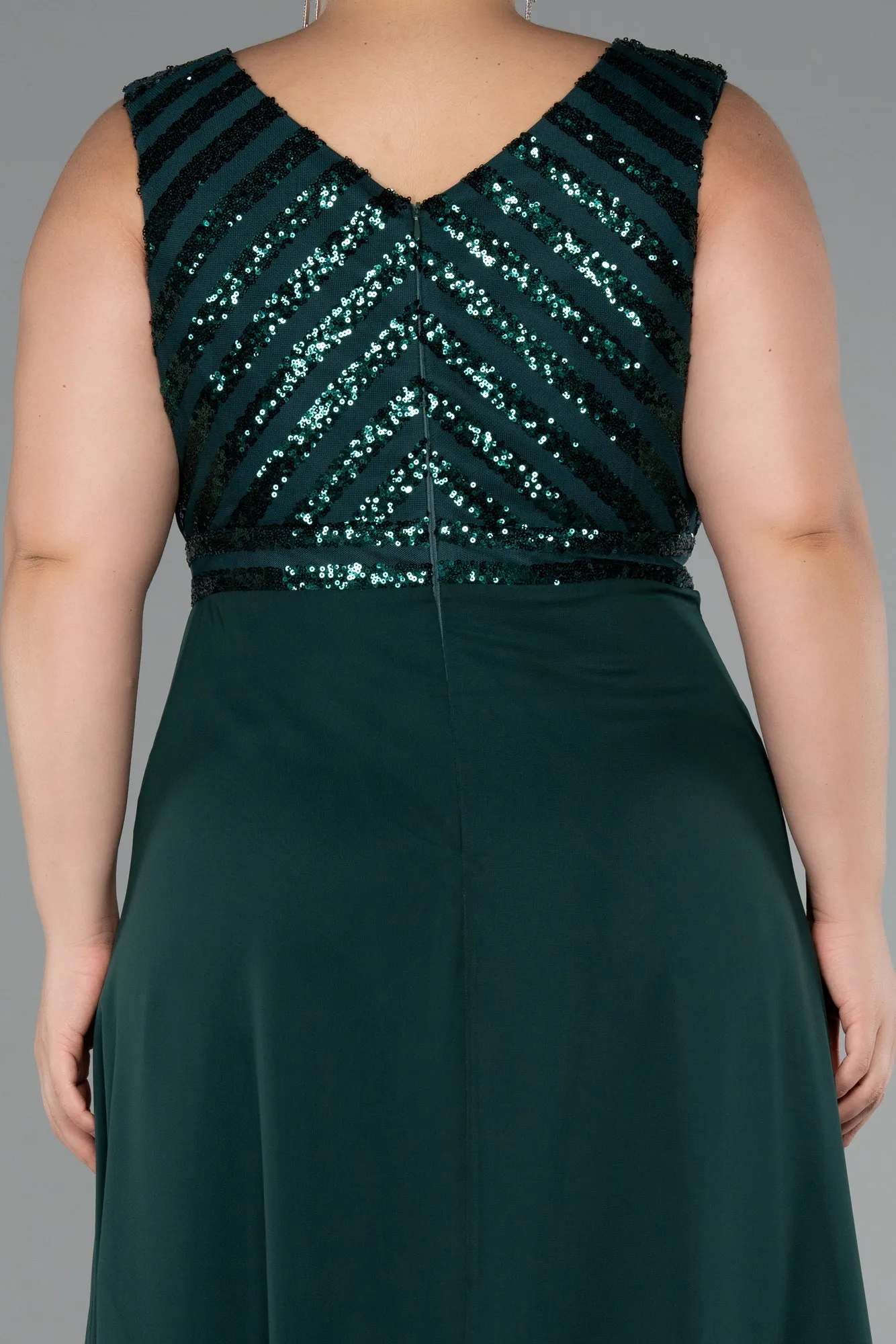 Emerald Green-Long Chiffon Plus Size Evening Dress ABU2762