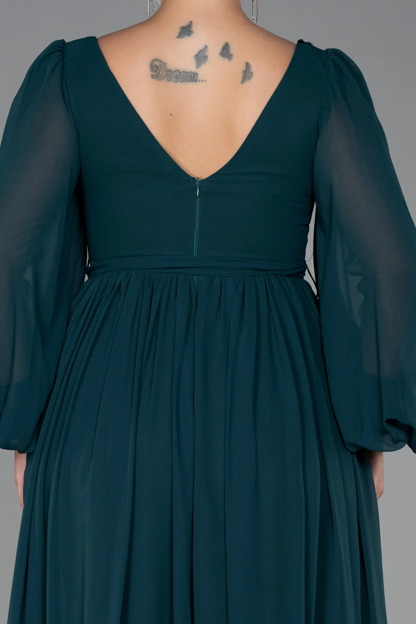 Emerald Green-Long Chiffon Plus Size Evening Dress ABU3244