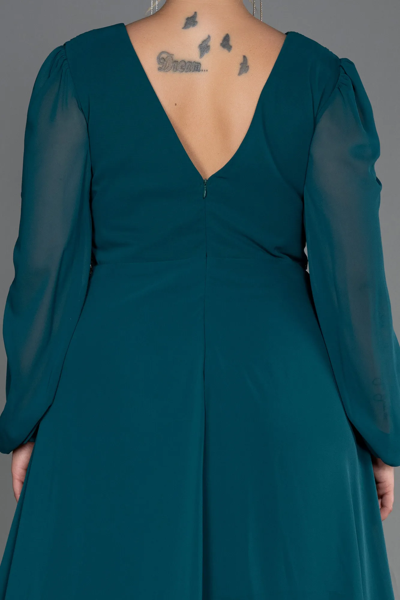 Emerald Green-Long Chiffon Plus Size Evening Dress ABU3256