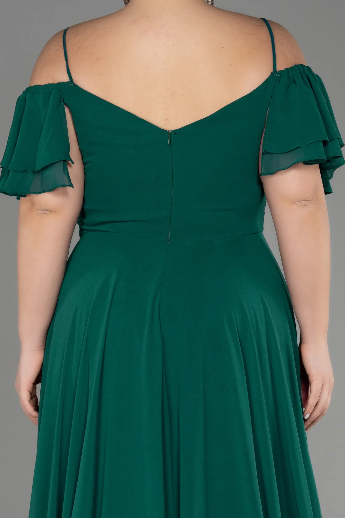 Emerald Green-Long Chiffon Plus Size Evening Dress ABU3259