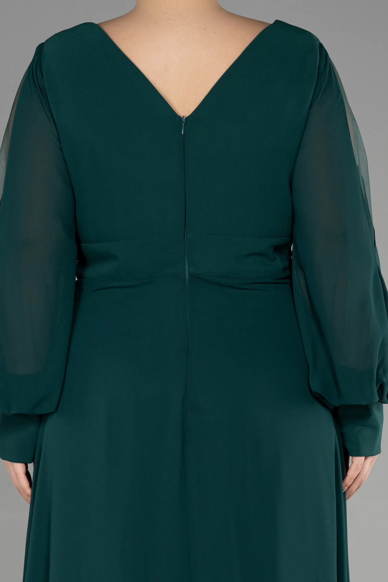 Emerald Green-Long Chiffon Plus Size Evening Dress ABU3644
