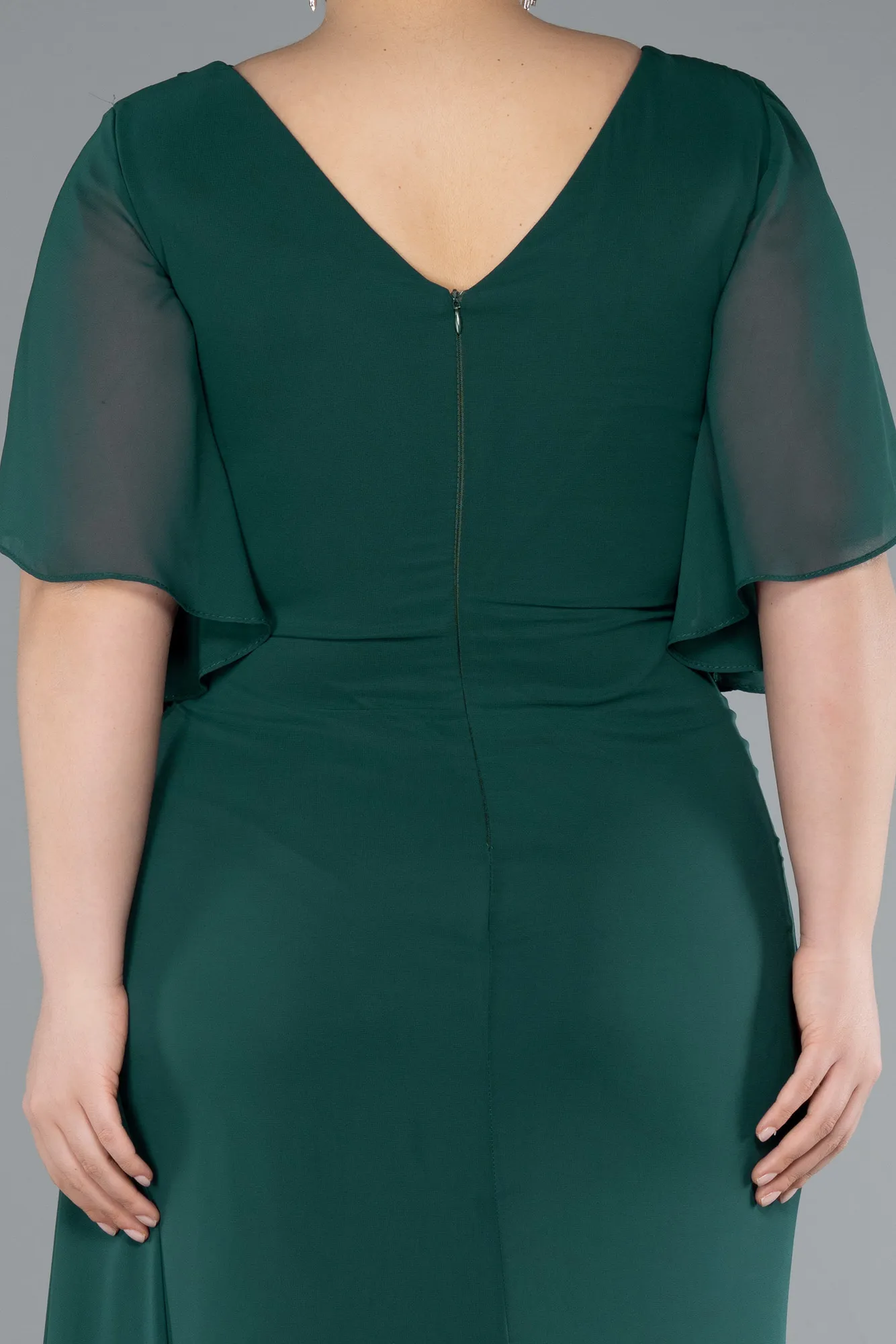 Emerald Green-Long Chiffon Plus Size Evening Dress ABU4911