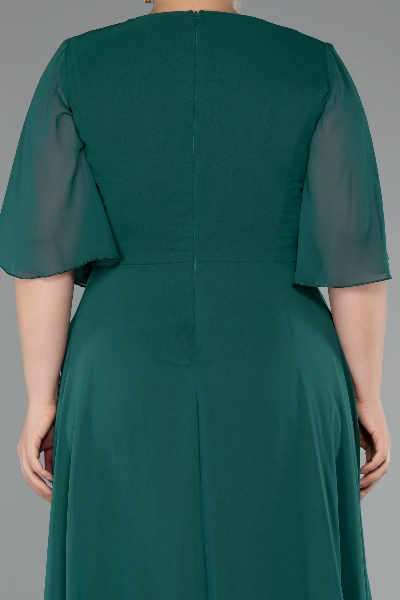 Emerald Green-Long Chiffon Plus Size Evening Dress ABU5051