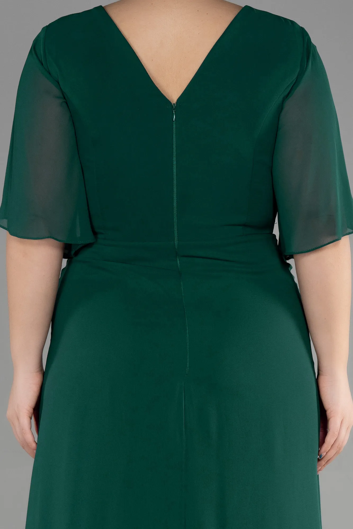Emerald Green-Long Chiffon Plus Size Evening Gown ABU3592