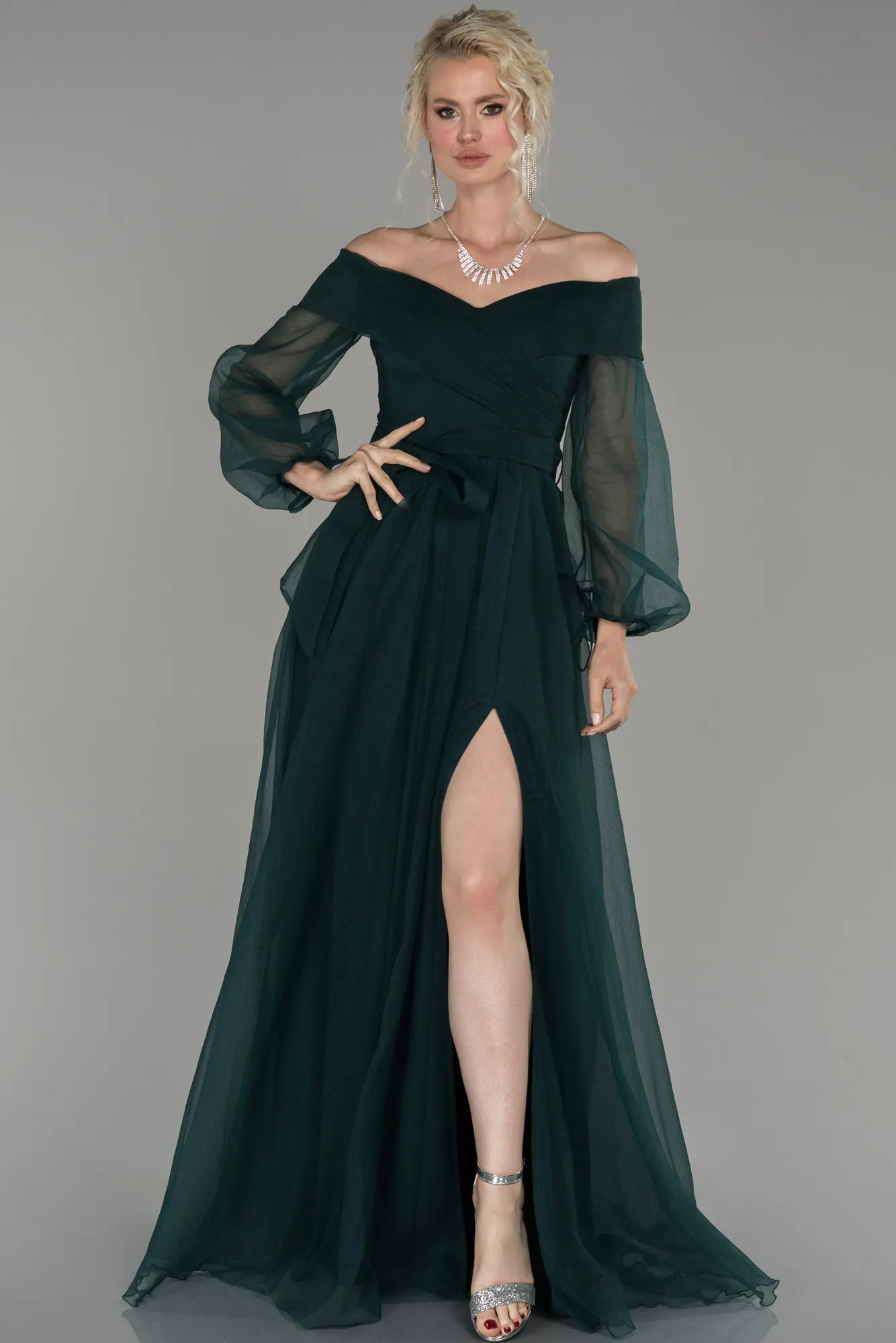 Emerald Green-Long Engagement Dress ABU1468