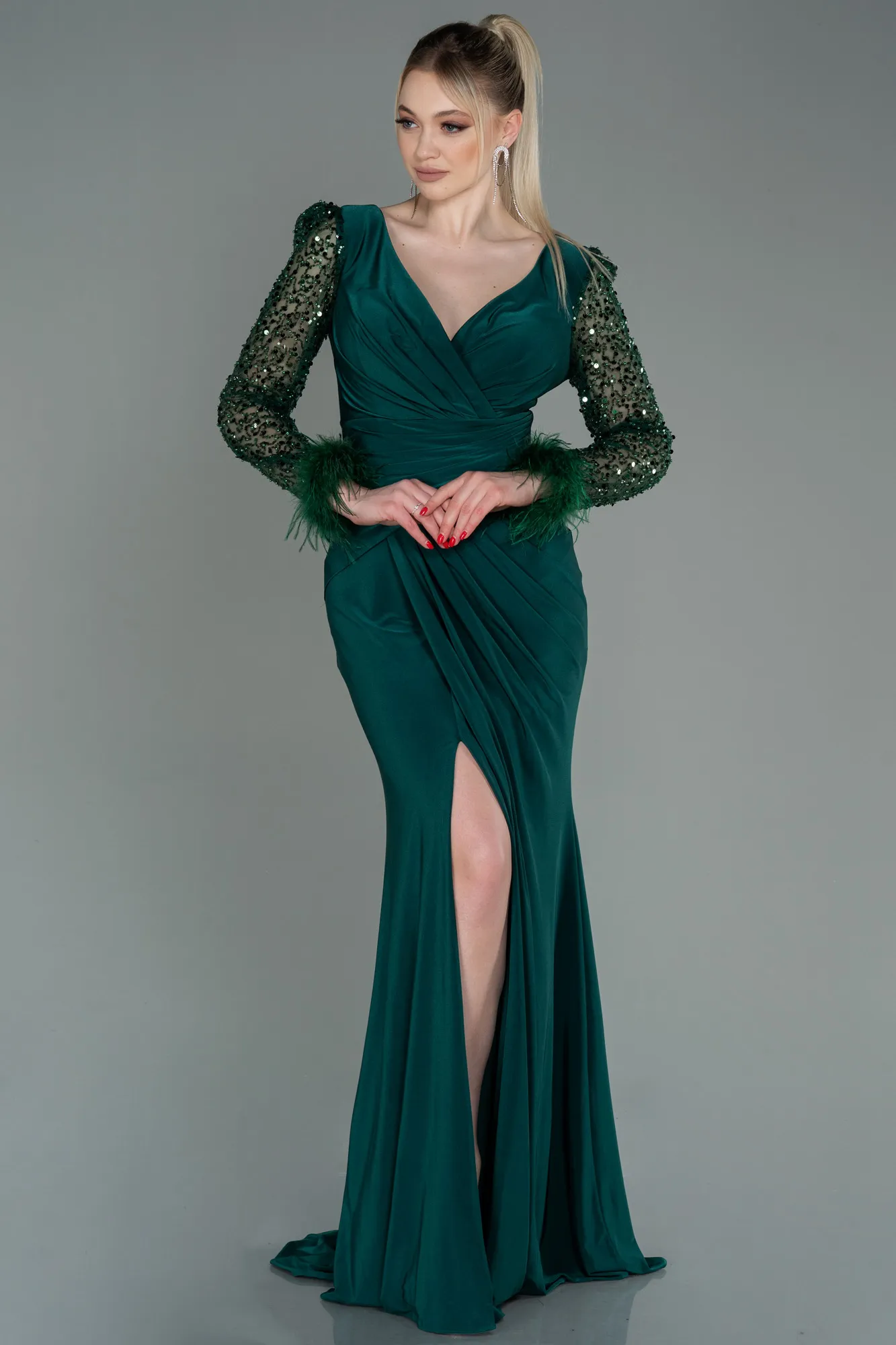 Emerald Green-Long Evening Dress ABU3008